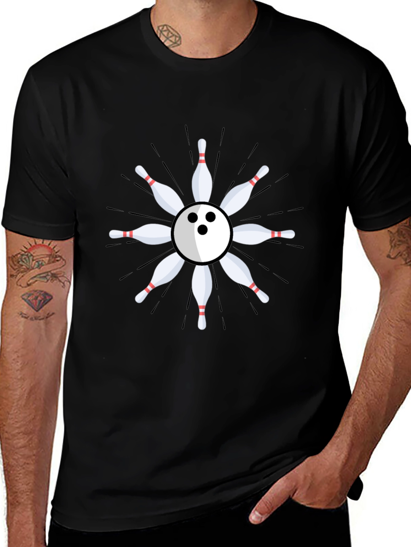 Bowling Ball & Pins Graphic T-Shirt