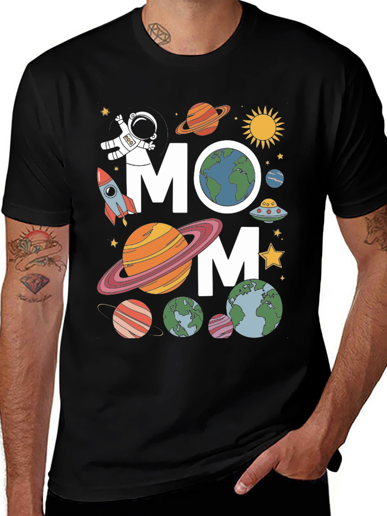 Space Mom T-Shirt - Planets & Astronaut