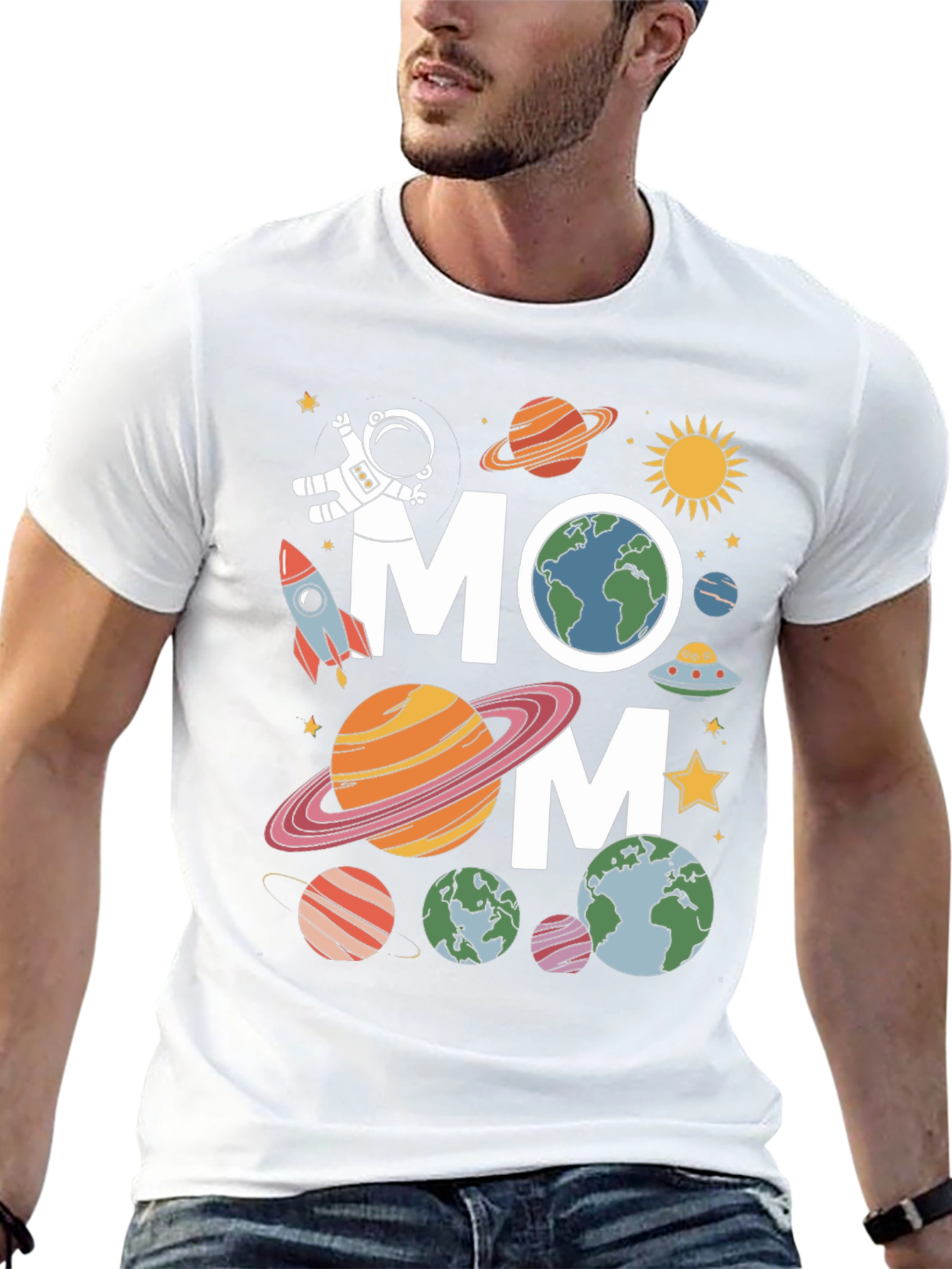 Space Mom T-Shirt - Planets & Astronaut