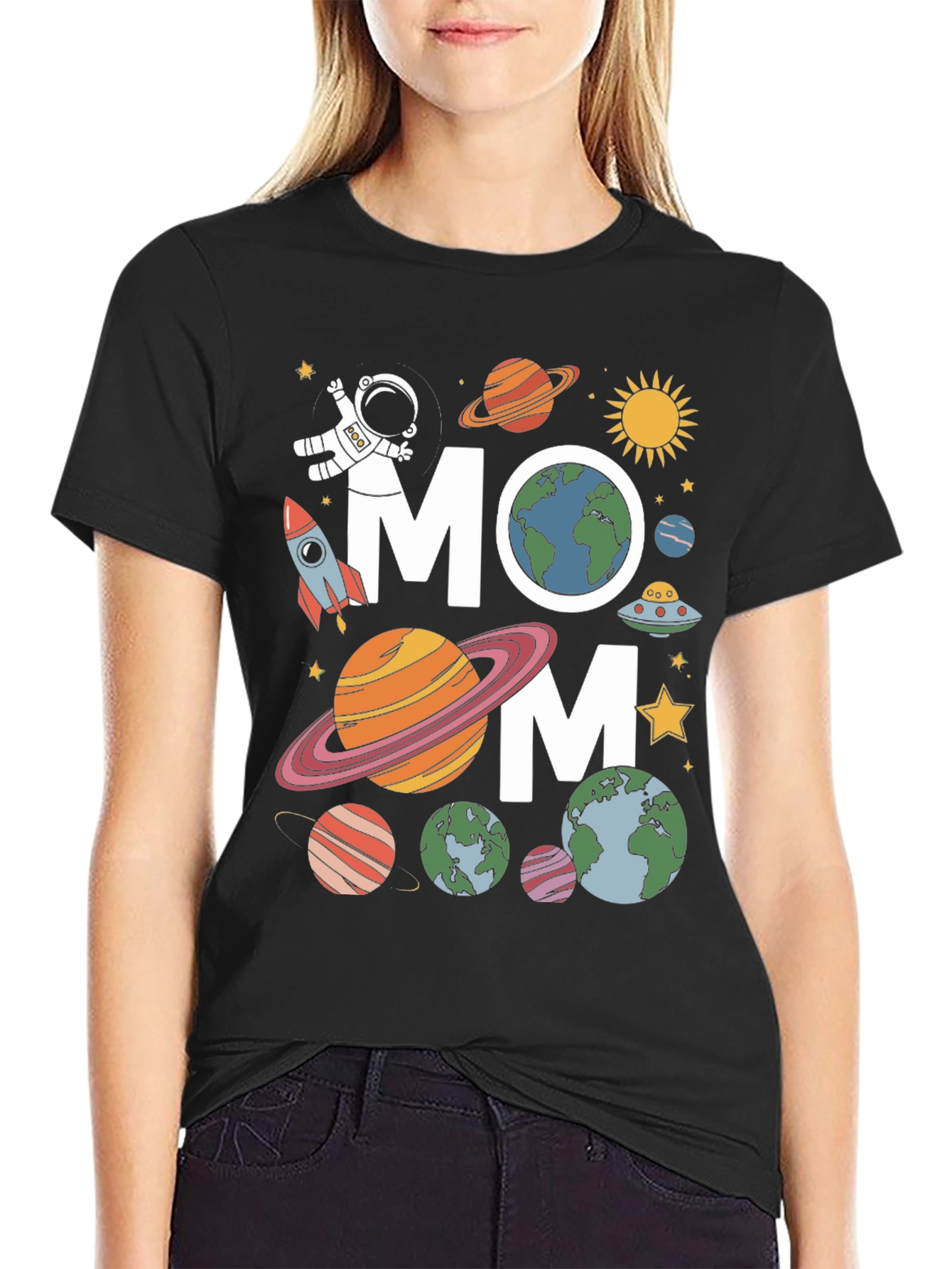 Space Mom T-Shirt - Planets & Astronaut