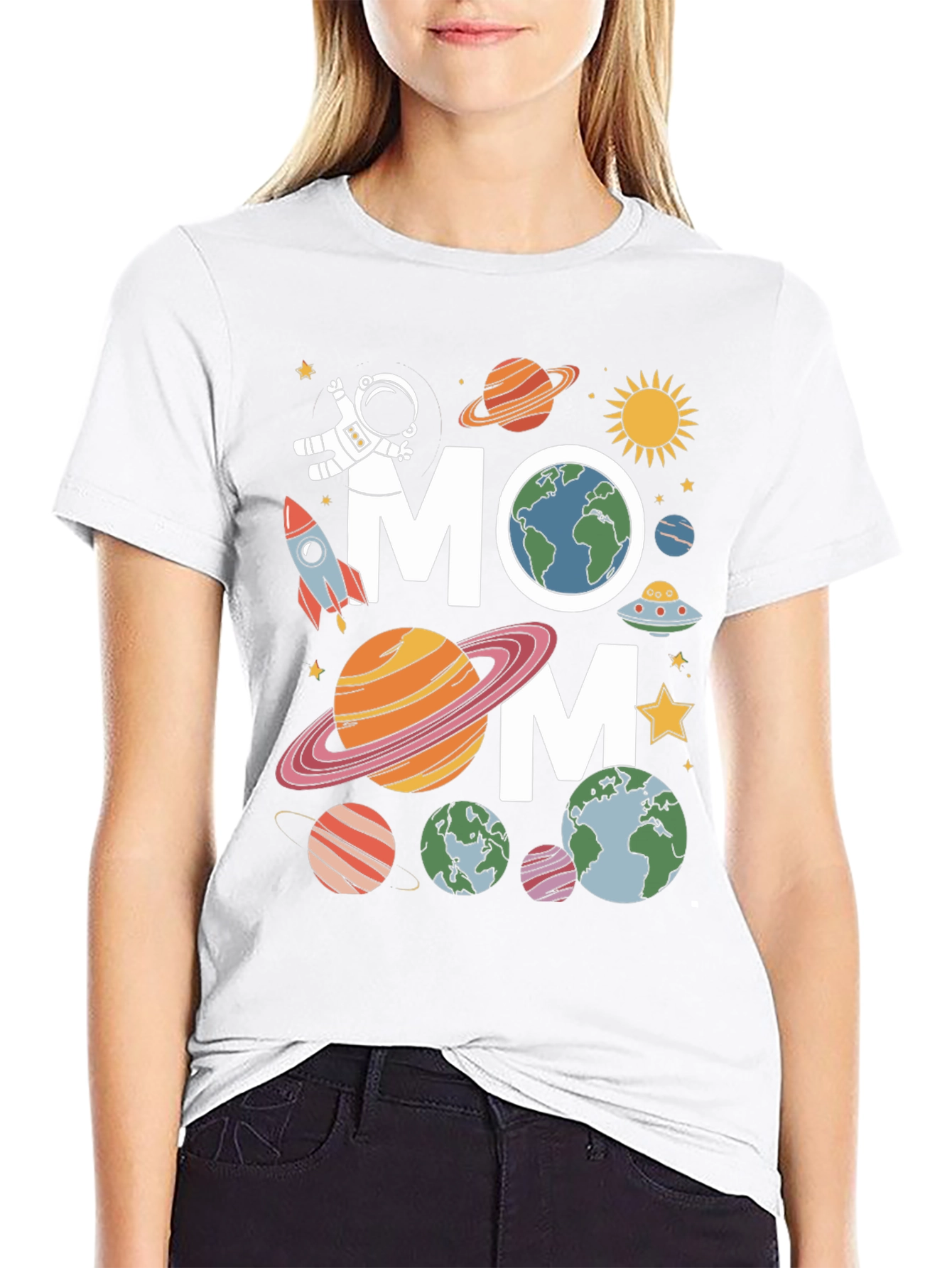 Space Mom T-Shirt - Planets & Astronaut