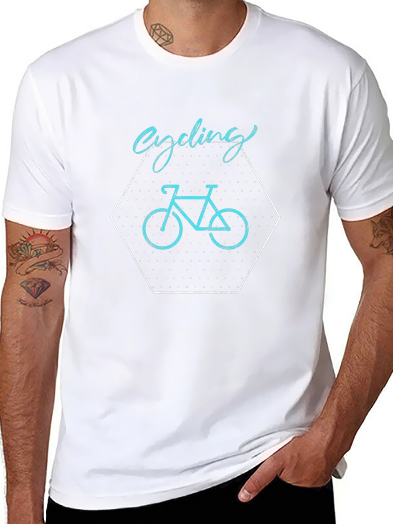 Cycling Graphic Tee - Black Cotton Casual Shirt