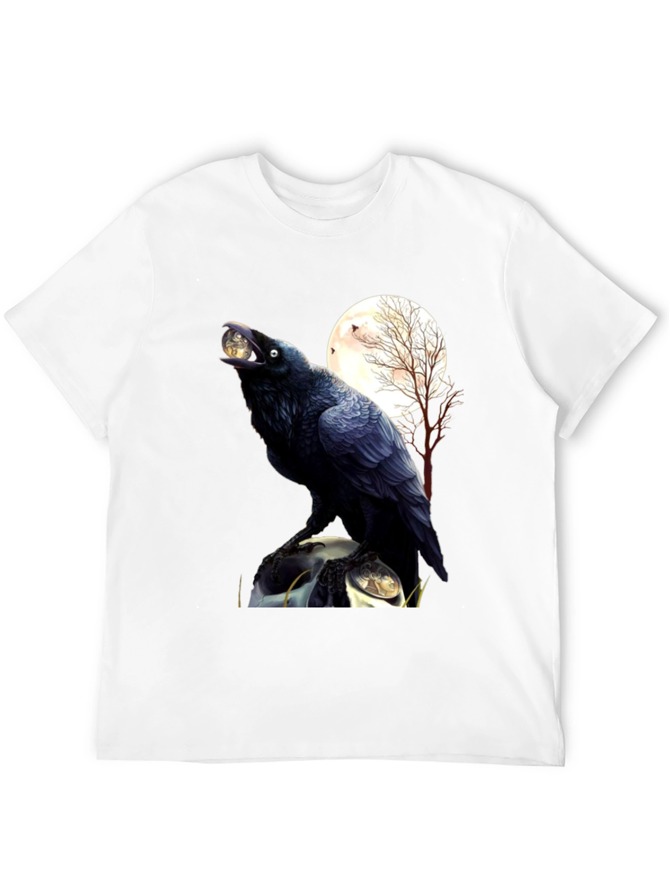 Raven Moon T-Shirt: Gothic Bird Design