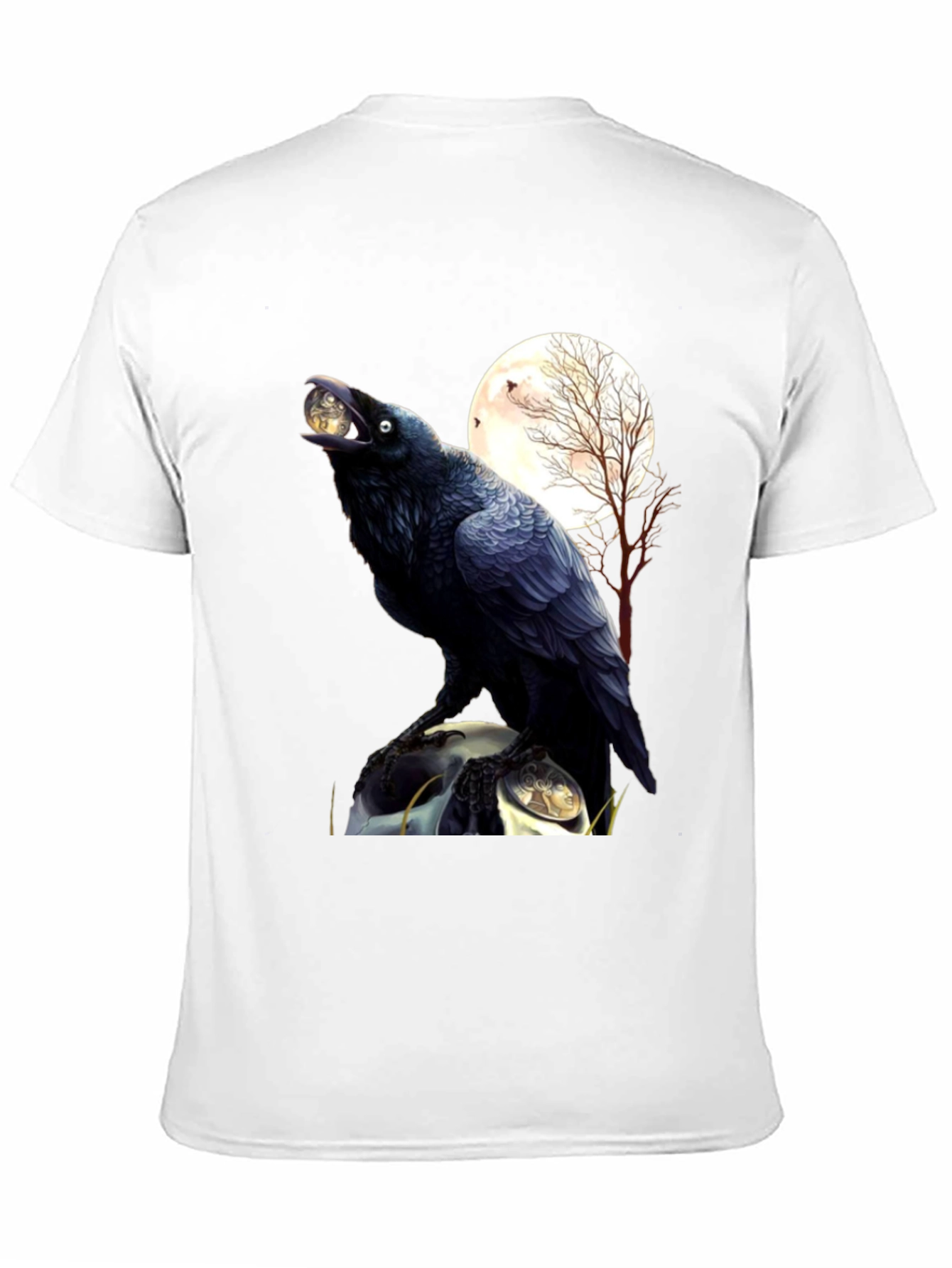 Raven Moon T-Shirt: Gothic Bird Design