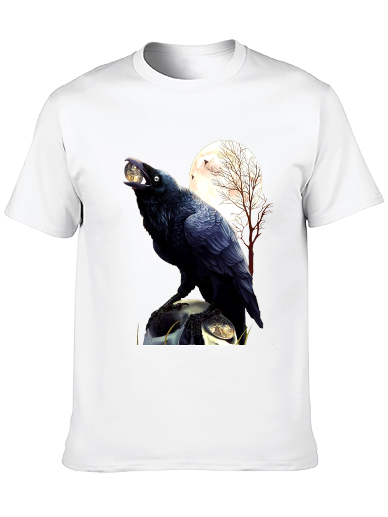 Raven Moon T-Shirt: Gothic Bird Design
