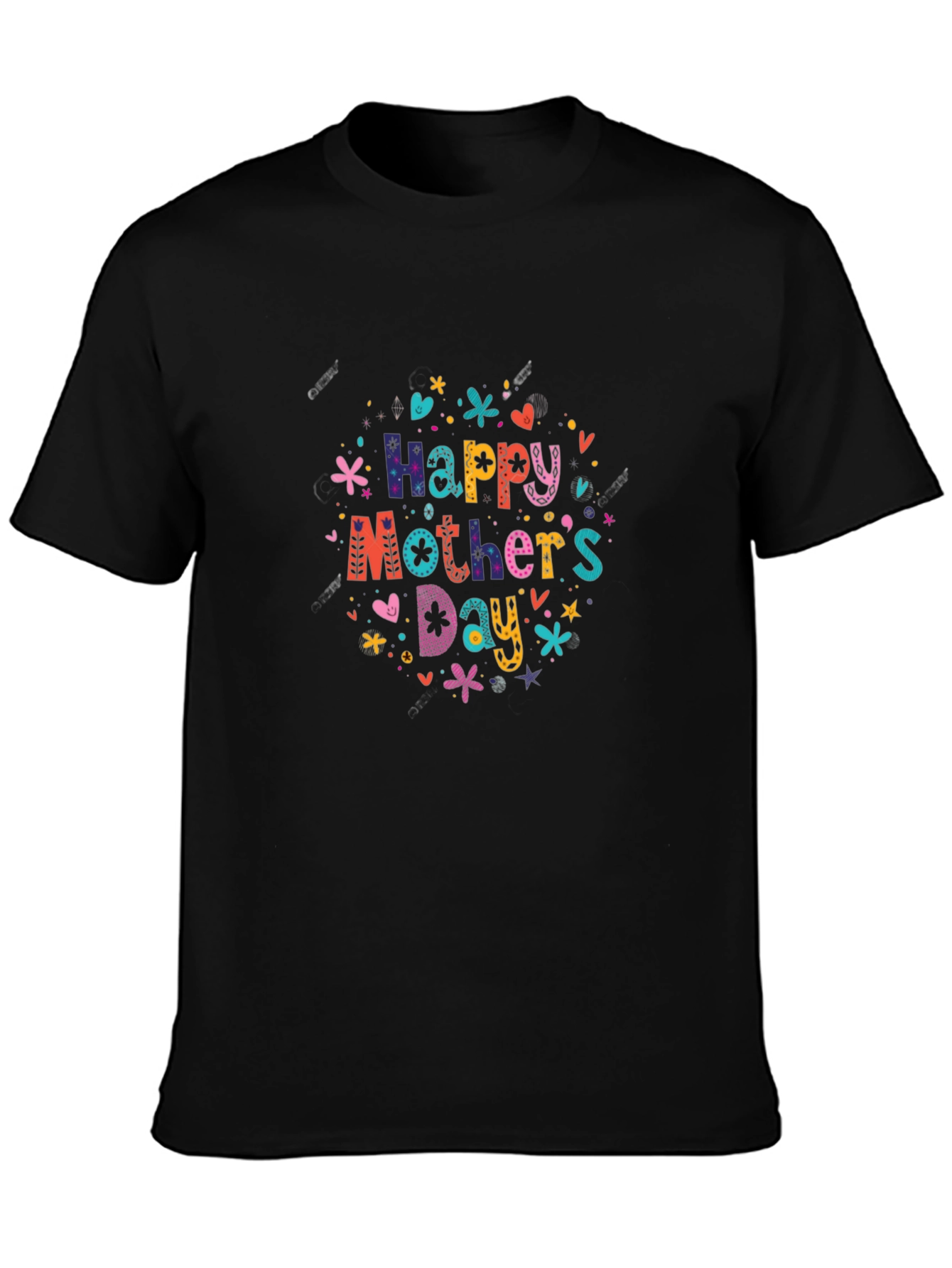 Happy Mothers Day Graphic Tee - Black Cotton