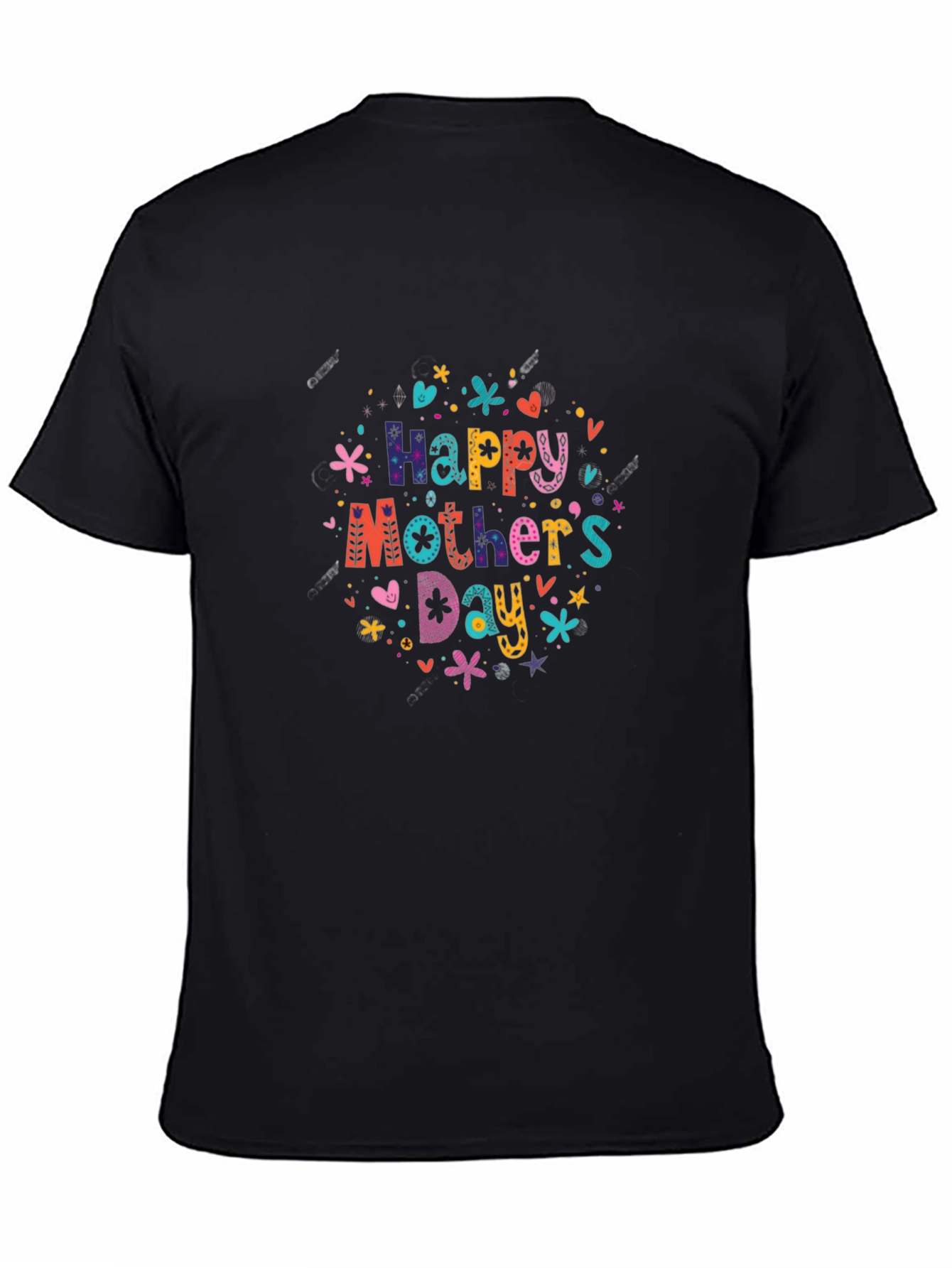 Happy Mothers Day Graphic Tee - Black Cotton