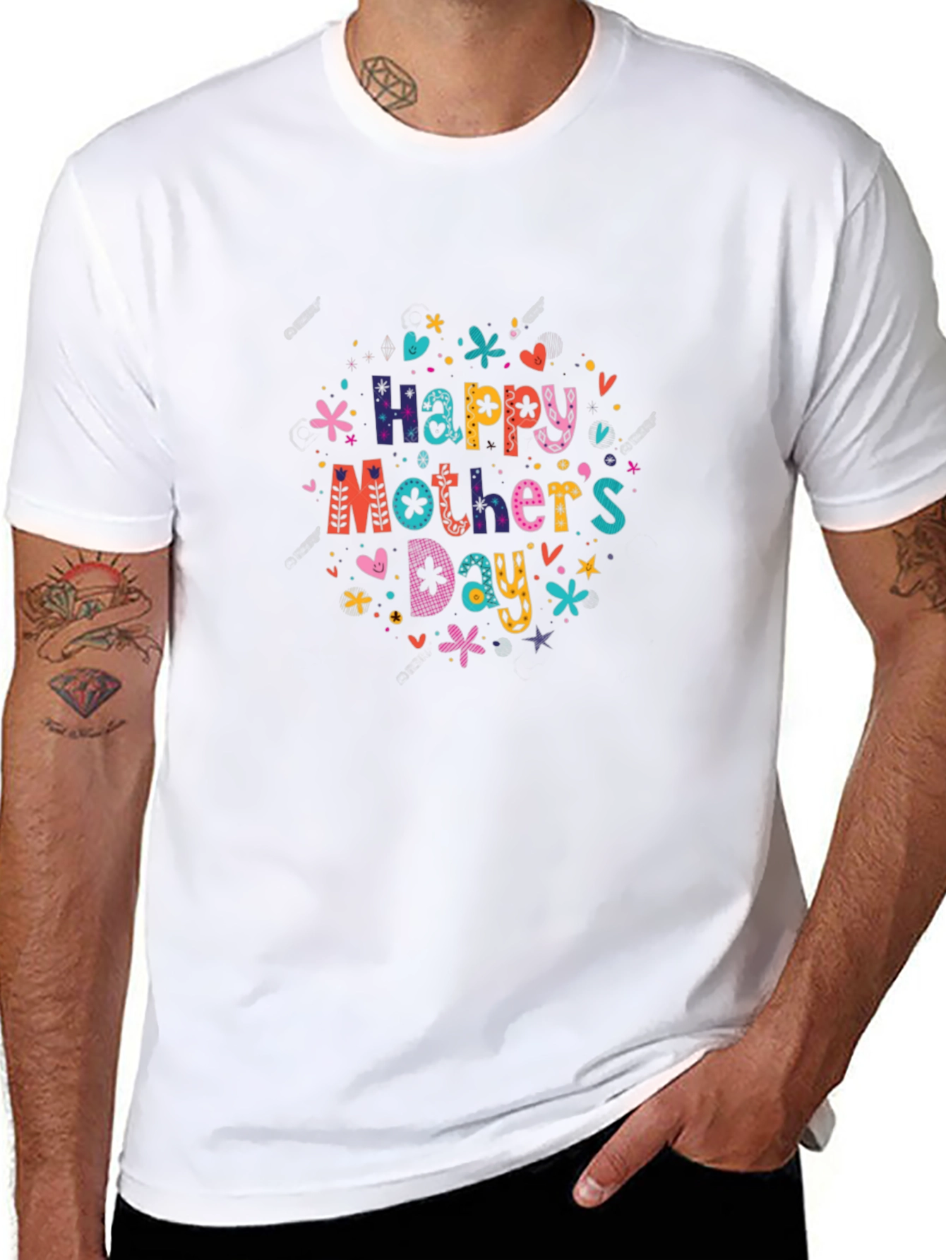 Happy Mothers Day Graphic Tee - Black Cotton