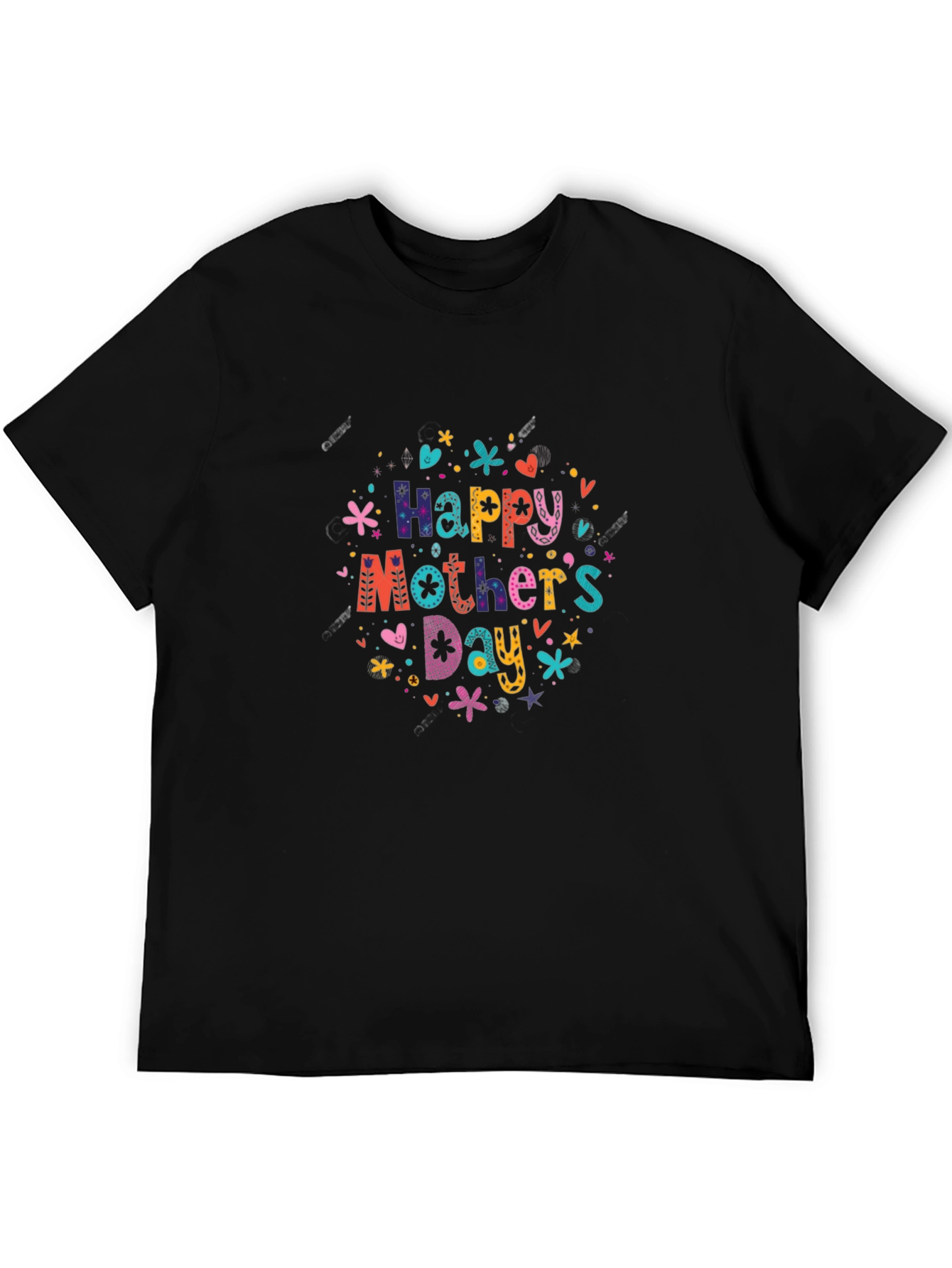 Happy Mothers Day Graphic Tee - Black Cotton