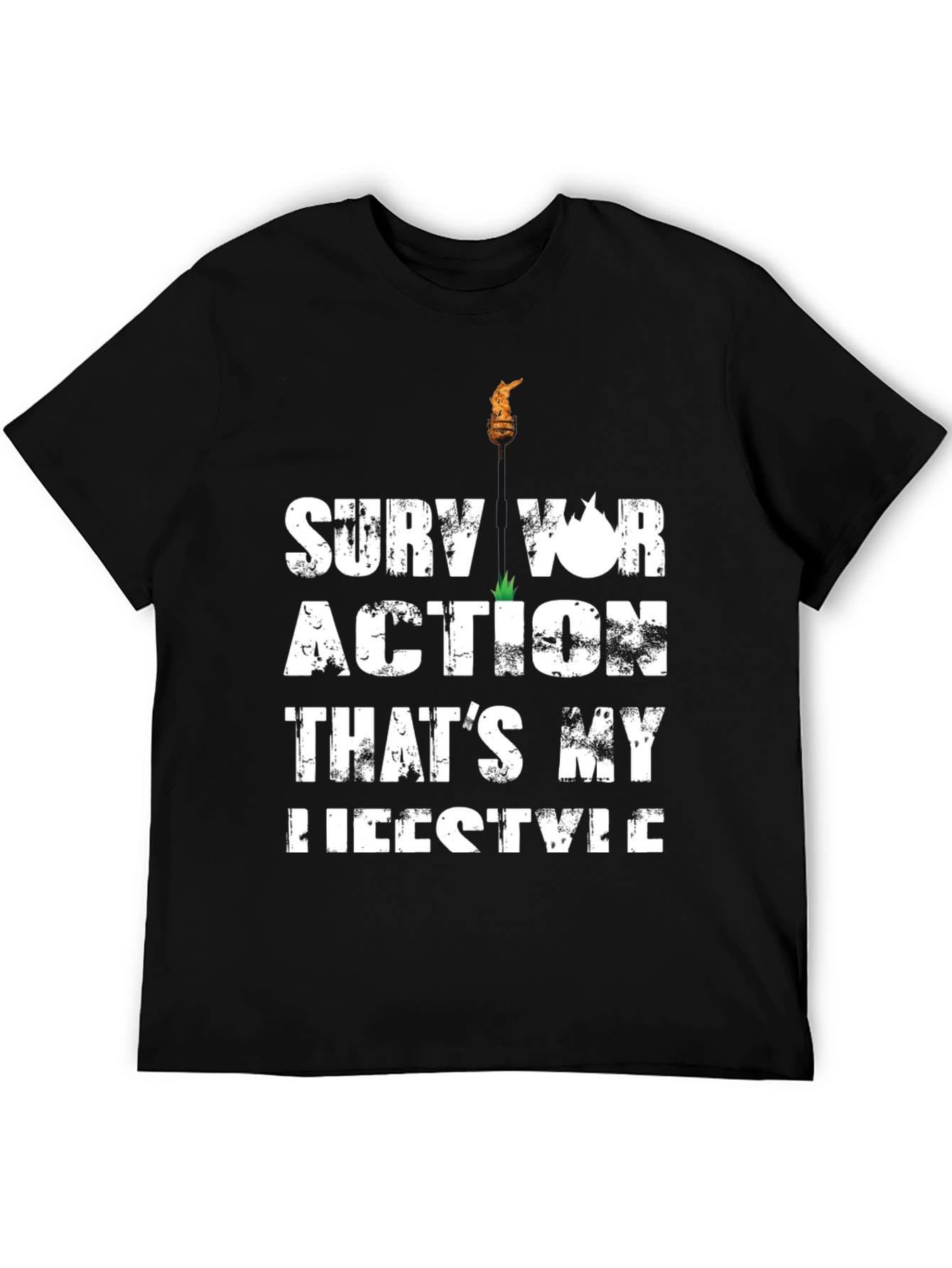 Survivor Action Lifestyle Graphic T-Shirt - Black