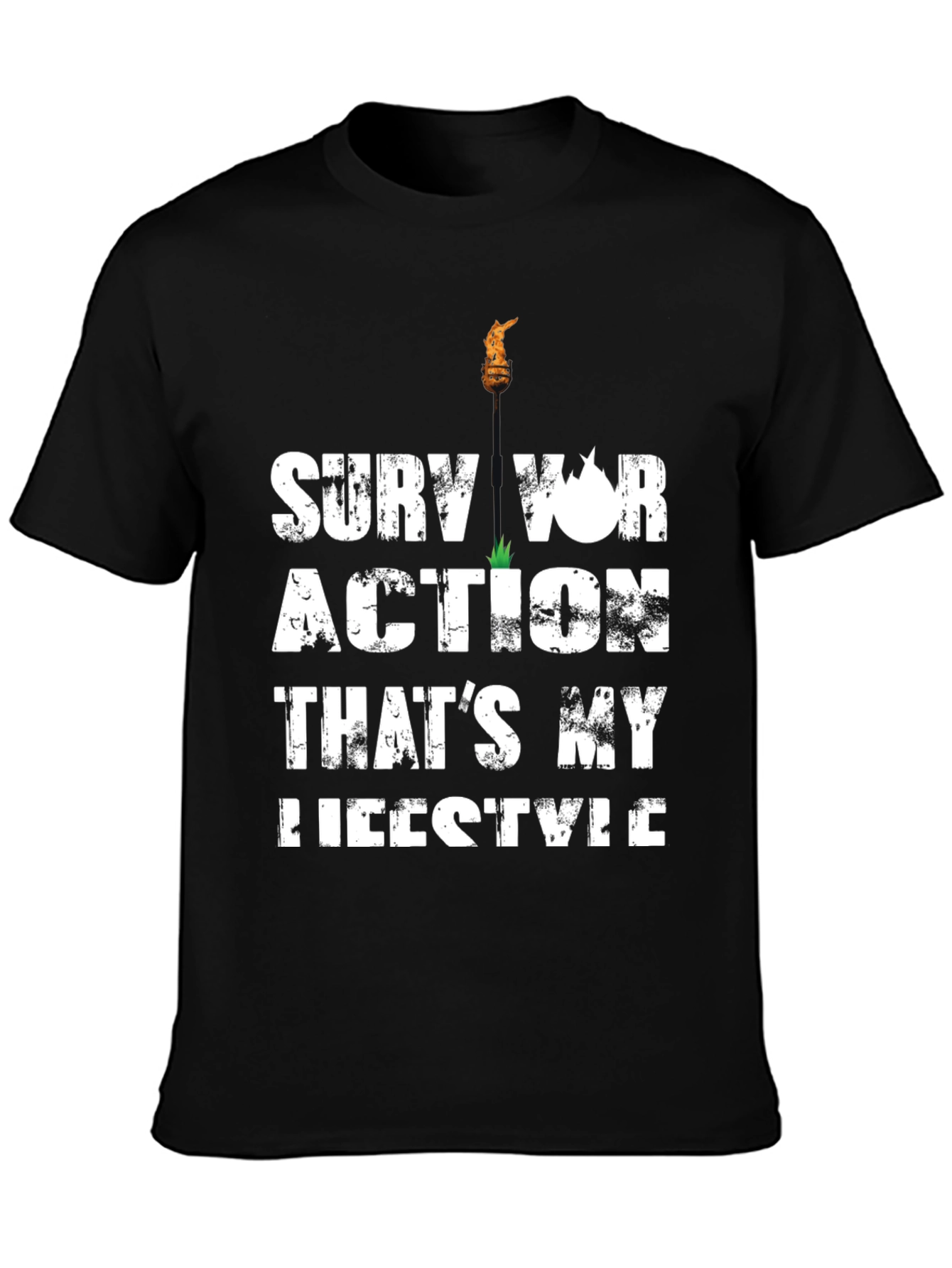 Survivor Action Lifestyle Graphic T-Shirt - Black