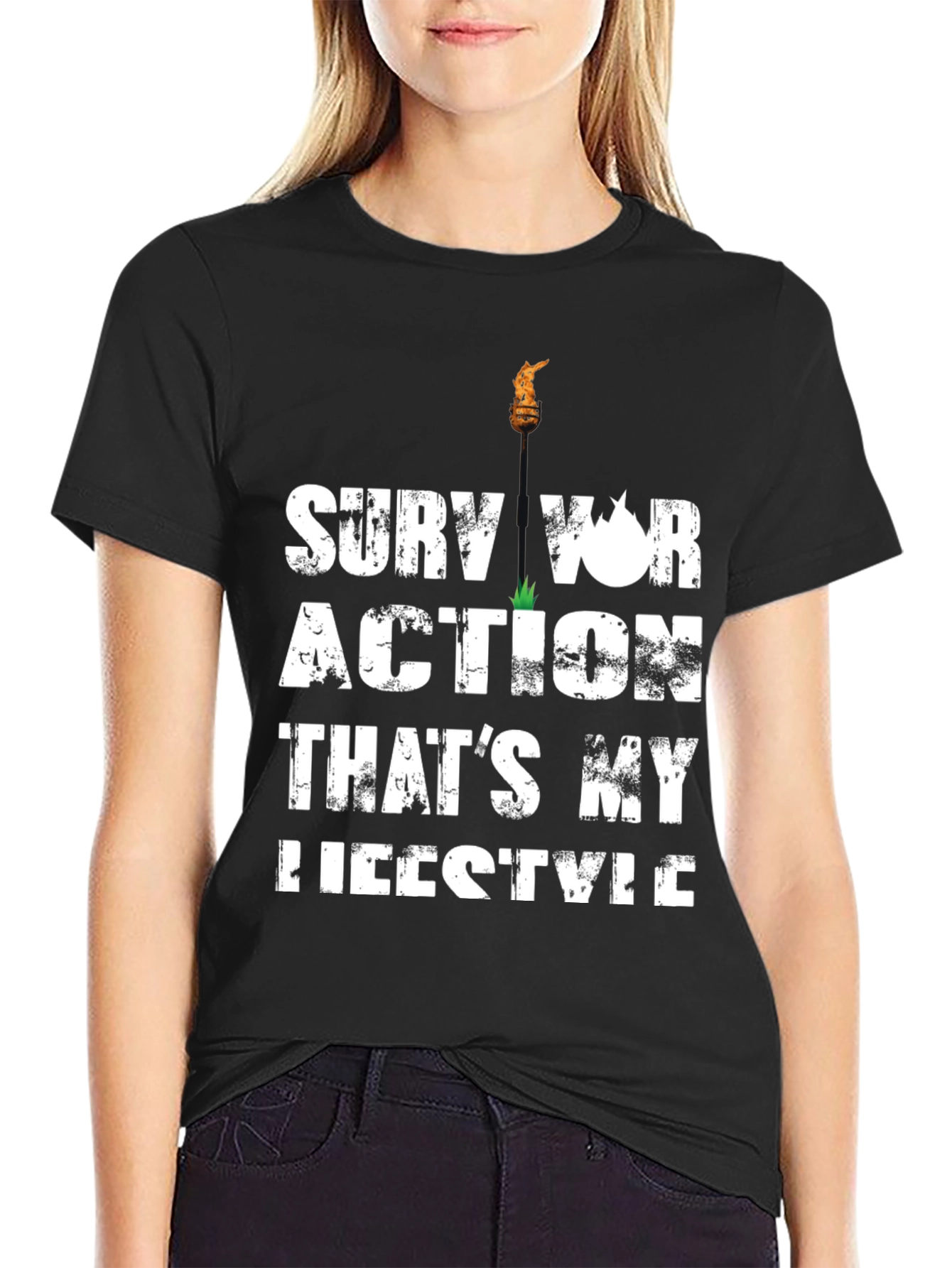 Survivor Action Lifestyle Graphic T-Shirt - Black