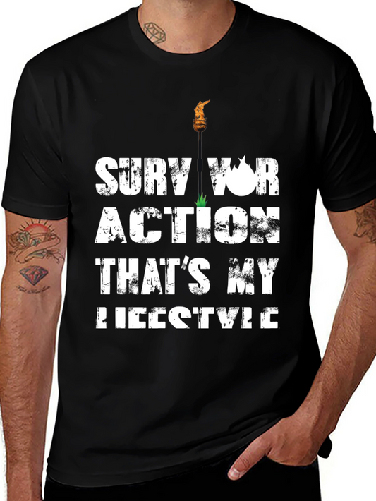 Survivor Action Lifestyle Graphic T-Shirt - Black