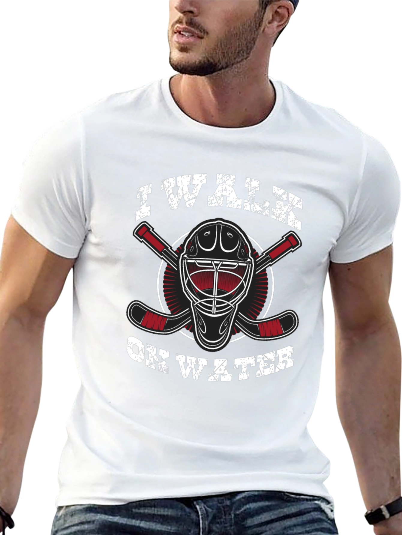 I Walk On Water Hockey T-Shirt - Black