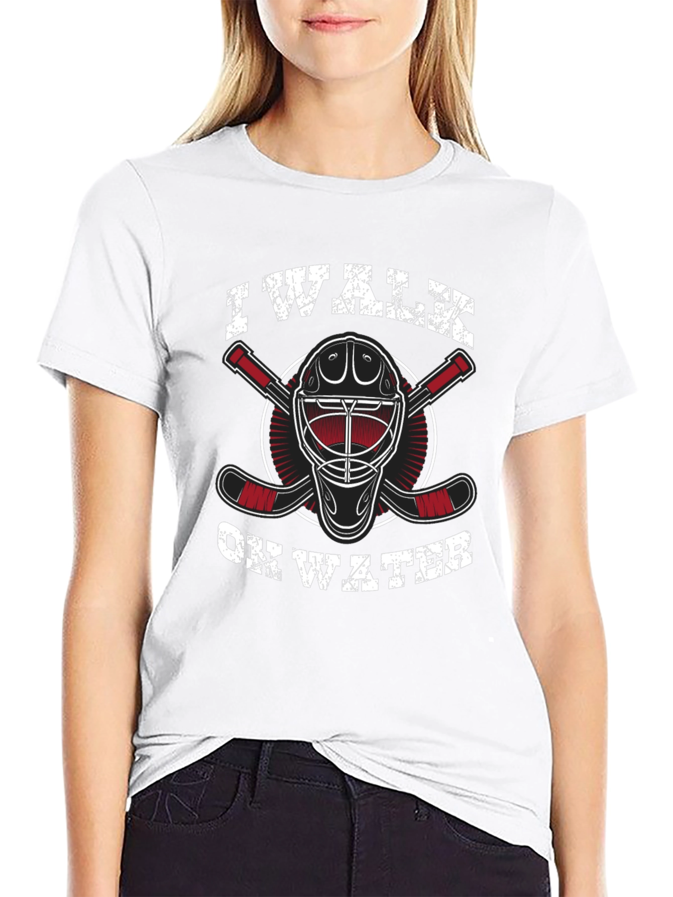 I Walk On Water Hockey T-Shirt - Black