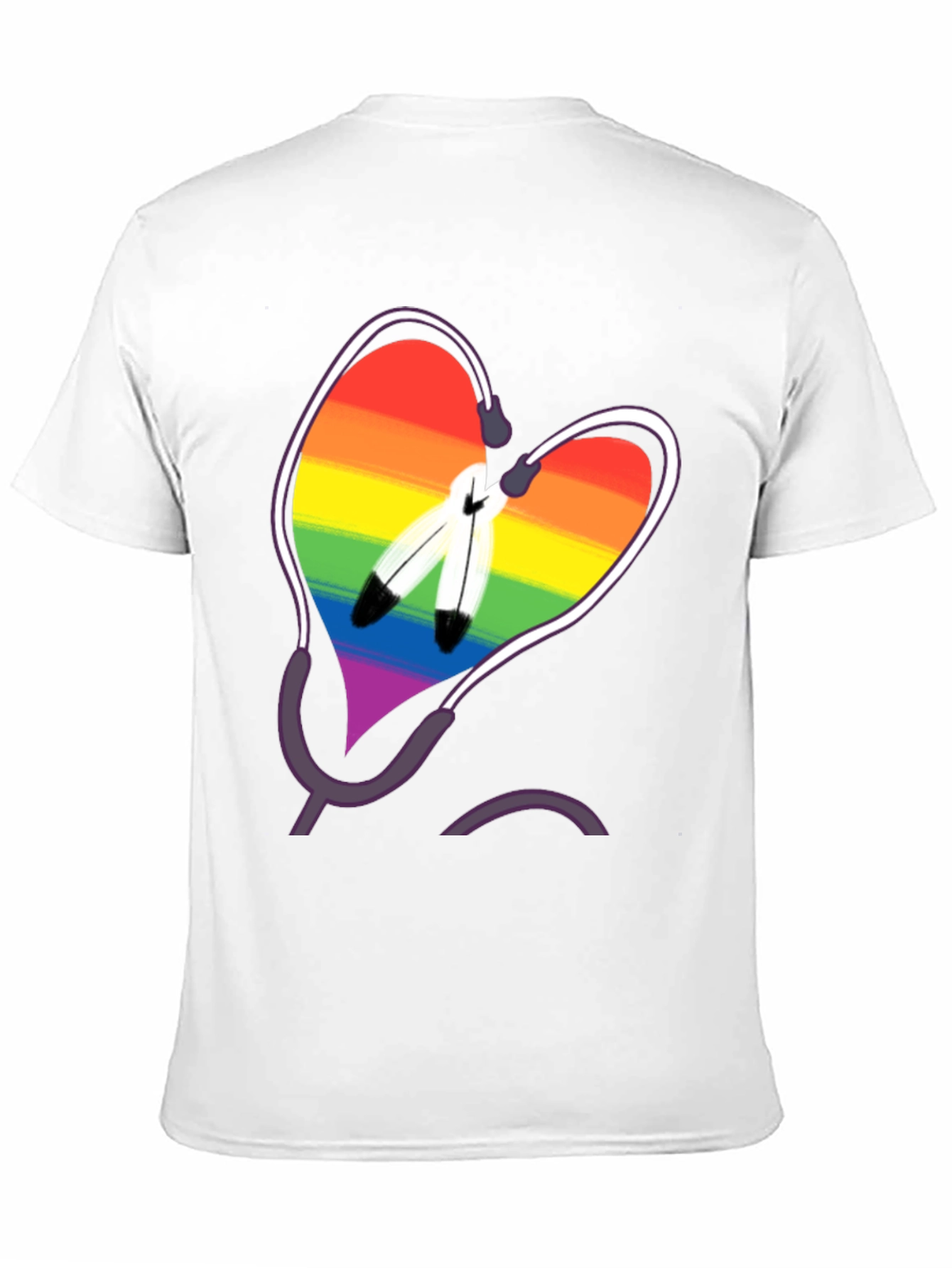Rainbow Heart & Feather Graphic T-Shirt