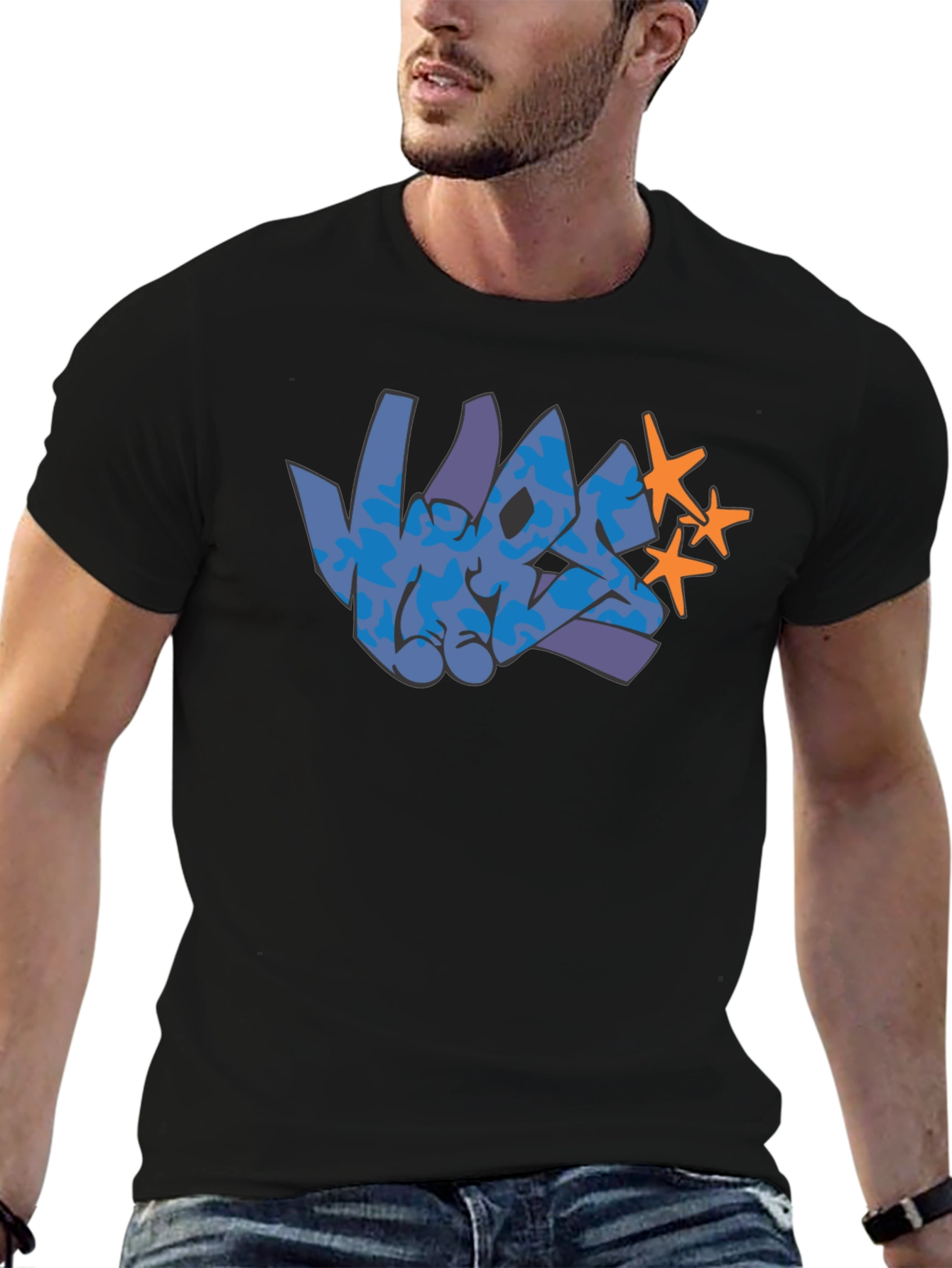 Graffiti Graphic Print Black T-Shirt