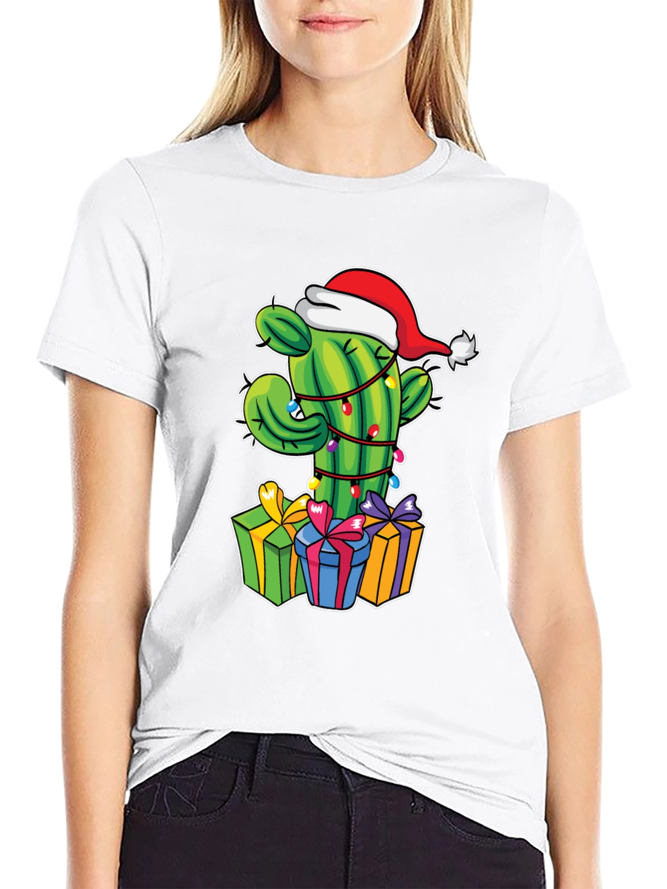 Christmas Cactus T-Shirt Festive Graphic Tee