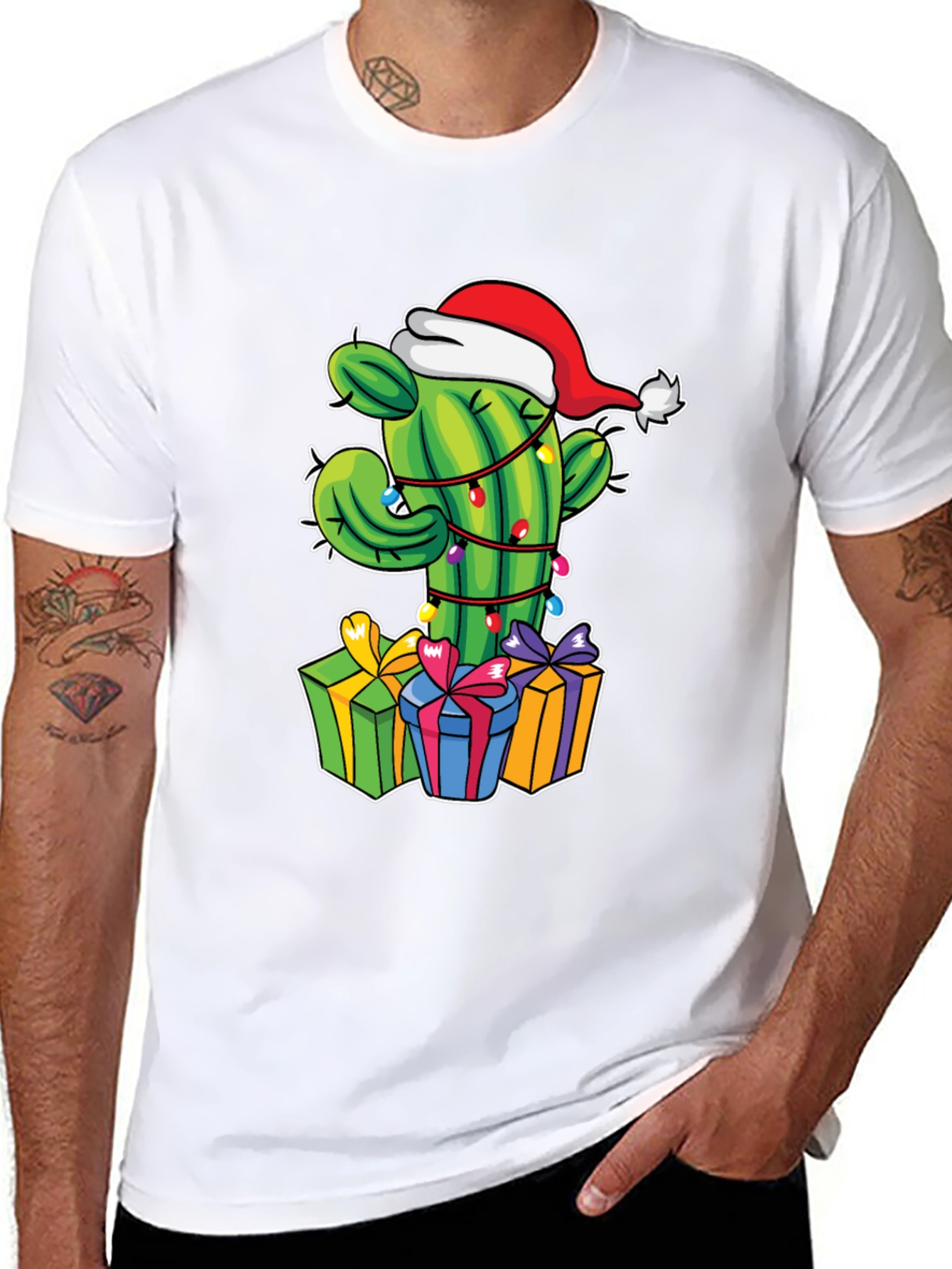 Christmas Cactus T-Shirt Festive Graphic Tee