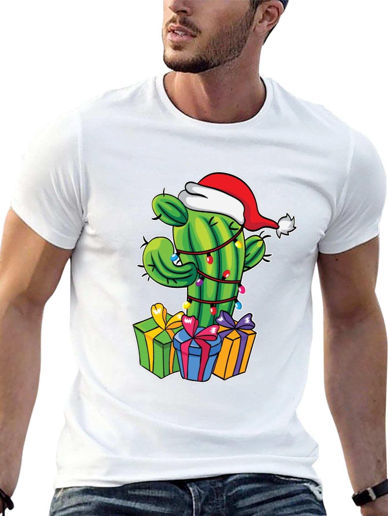 Christmas Cactus T-Shirt Festive Graphic Tee