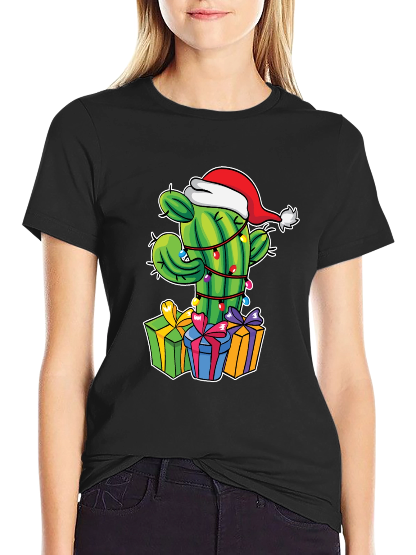 Christmas Cactus T-Shirt Festive Graphic Tee