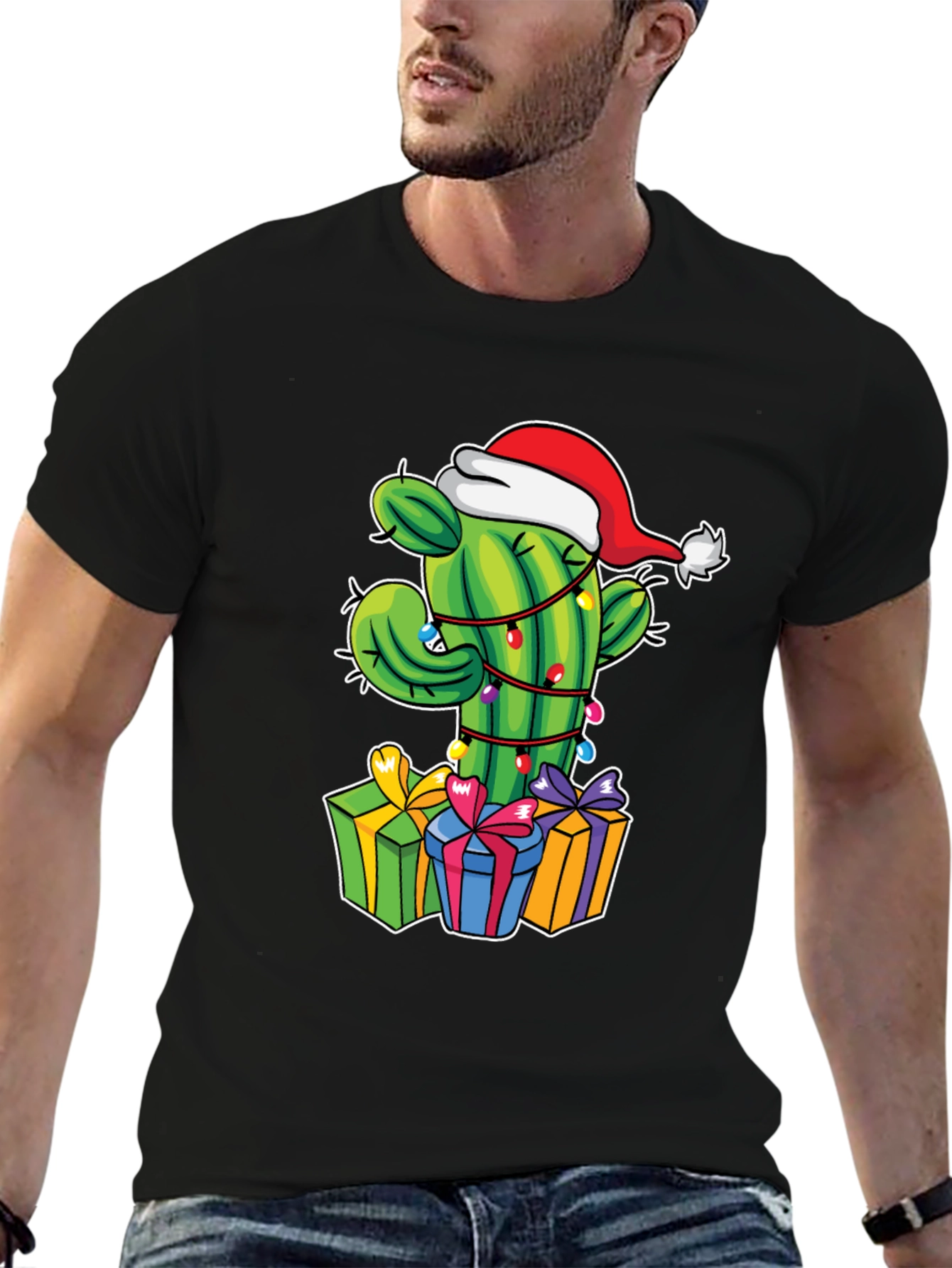 Christmas Cactus T-Shirt Festive Graphic Tee