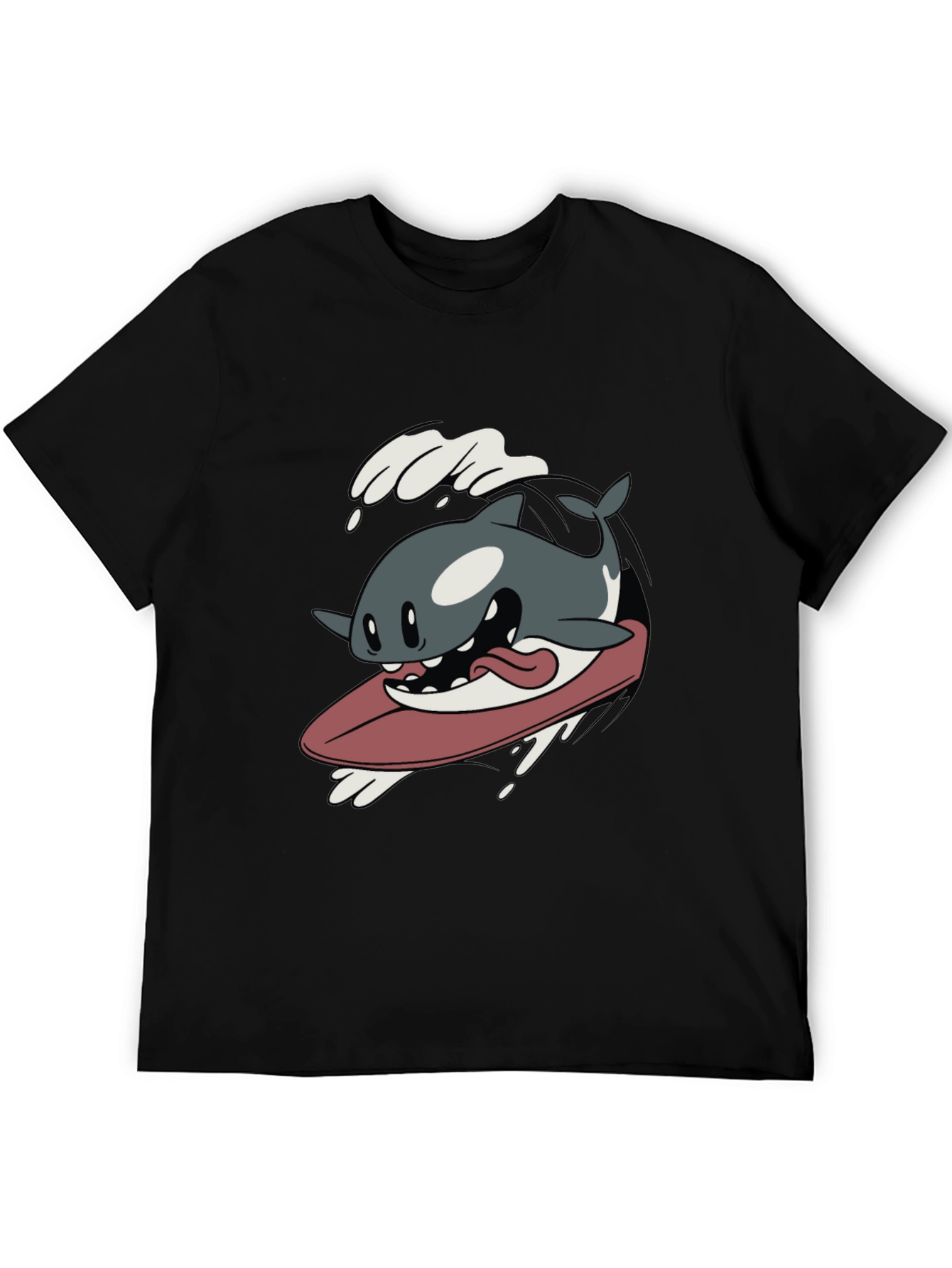Surfing Orca Cartoon Graphic T-Shirt