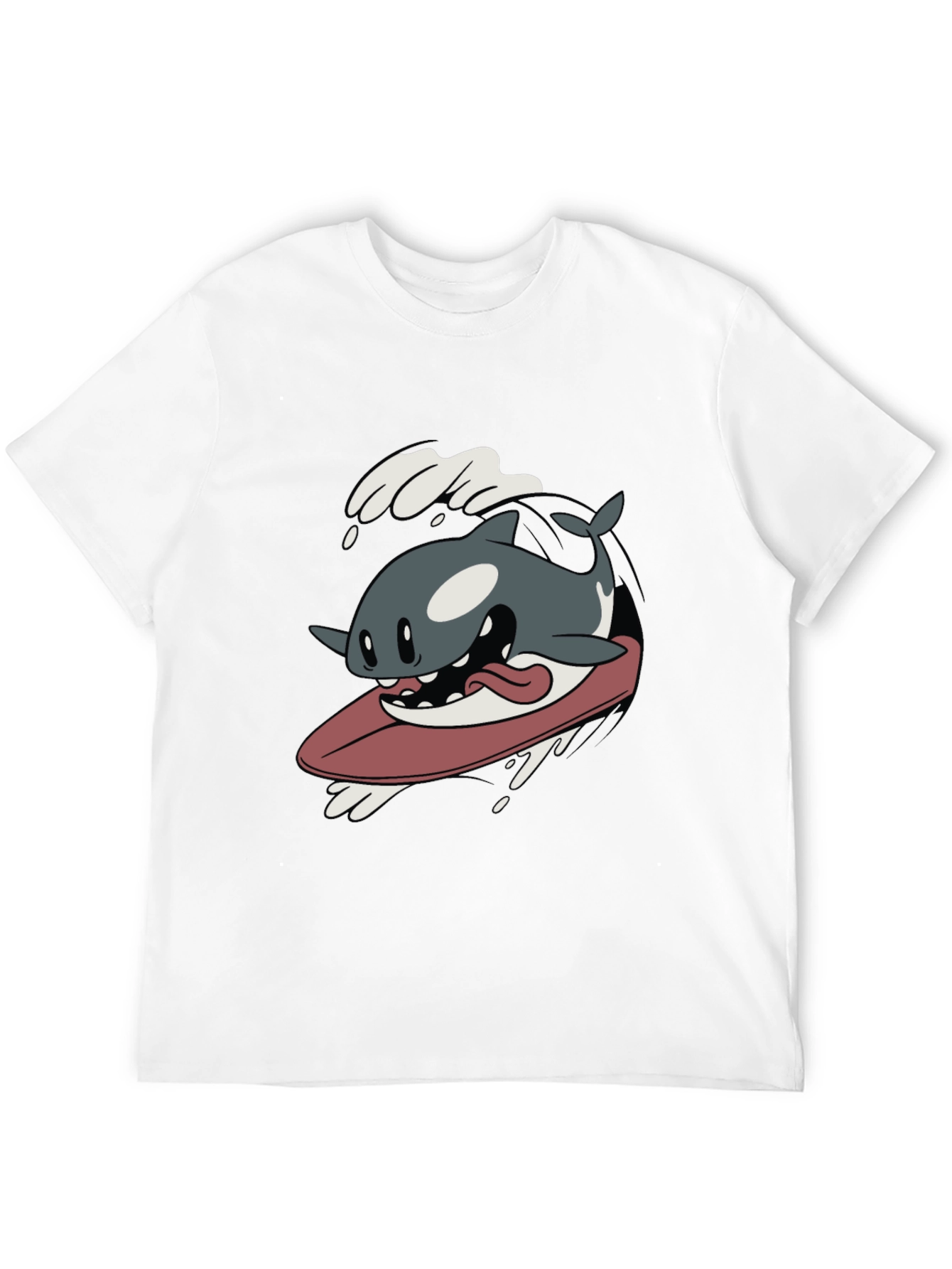 Surfing Orca Cartoon Graphic T-Shirt