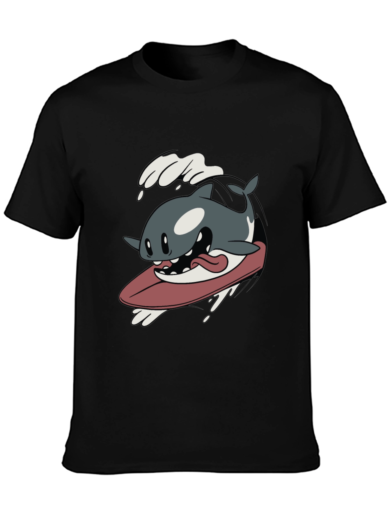 Surfing Orca Cartoon Graphic T-Shirt
