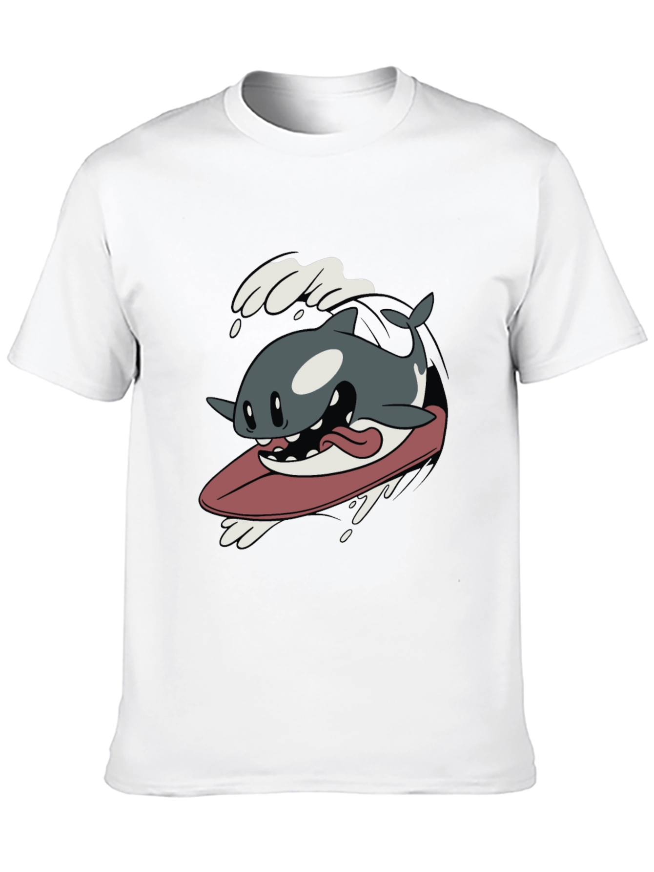 Surfing Orca Cartoon Graphic T-Shirt