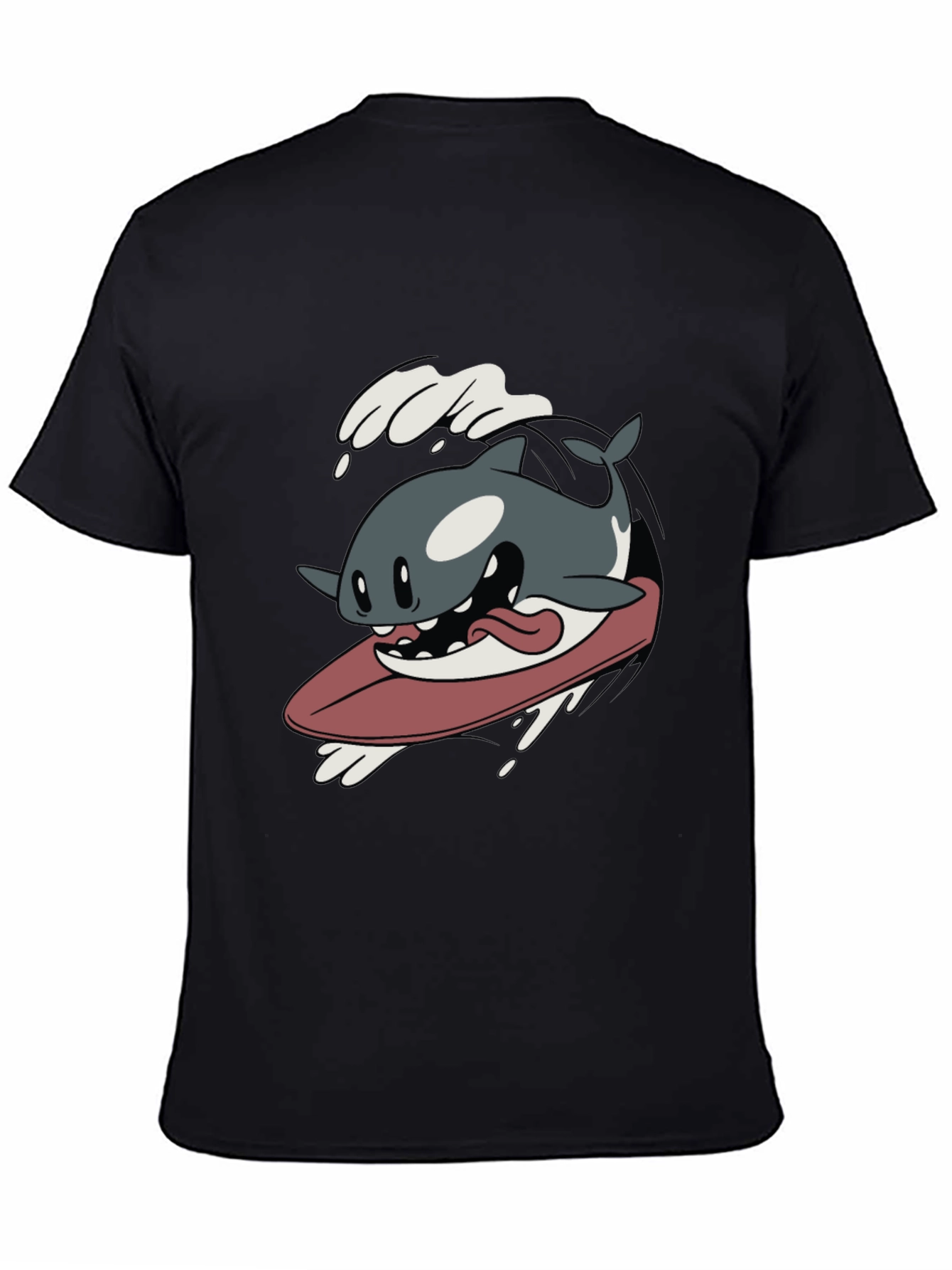 Surfing Orca Cartoon Graphic T-Shirt