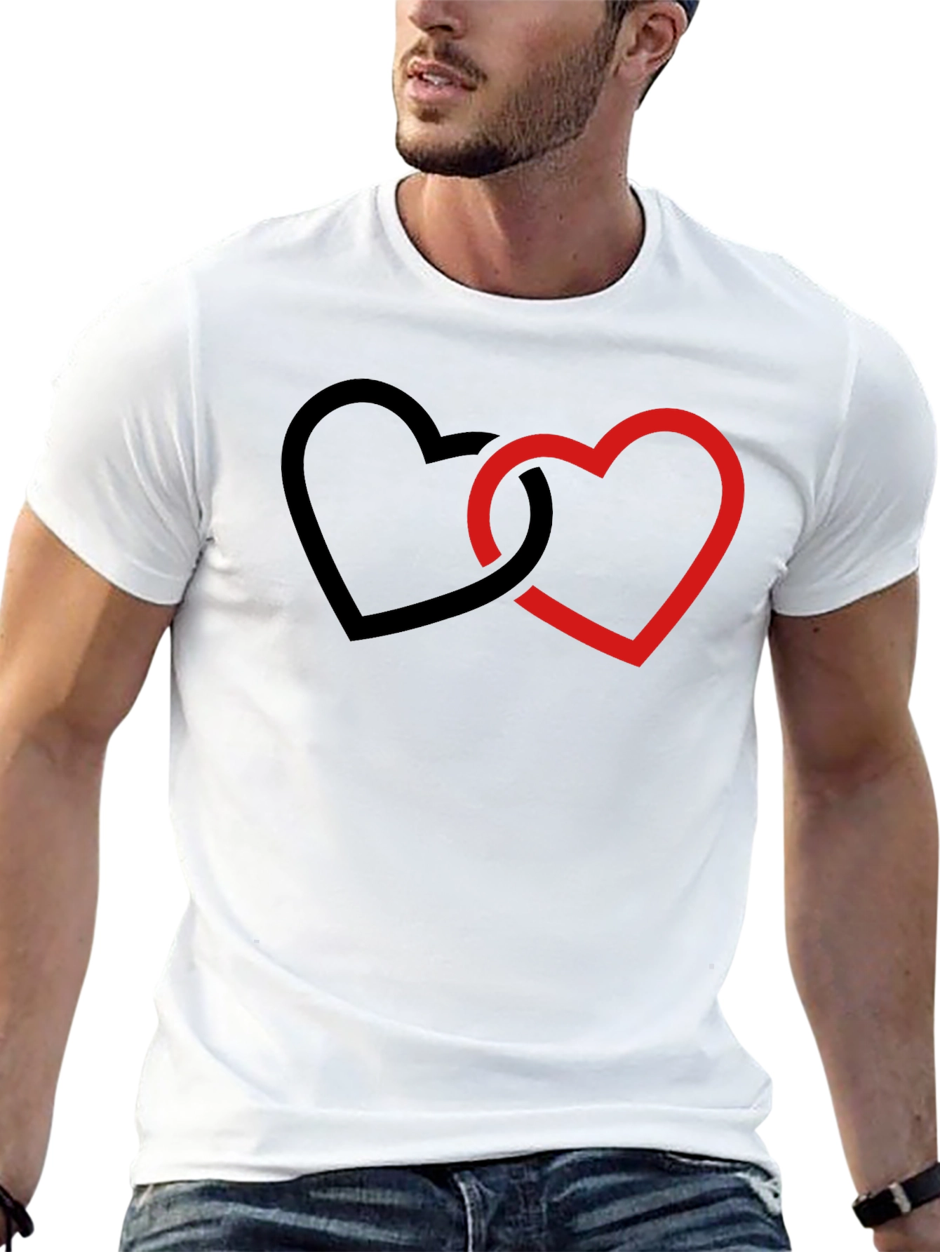 Linked Hearts Graphic Black T-Shirt