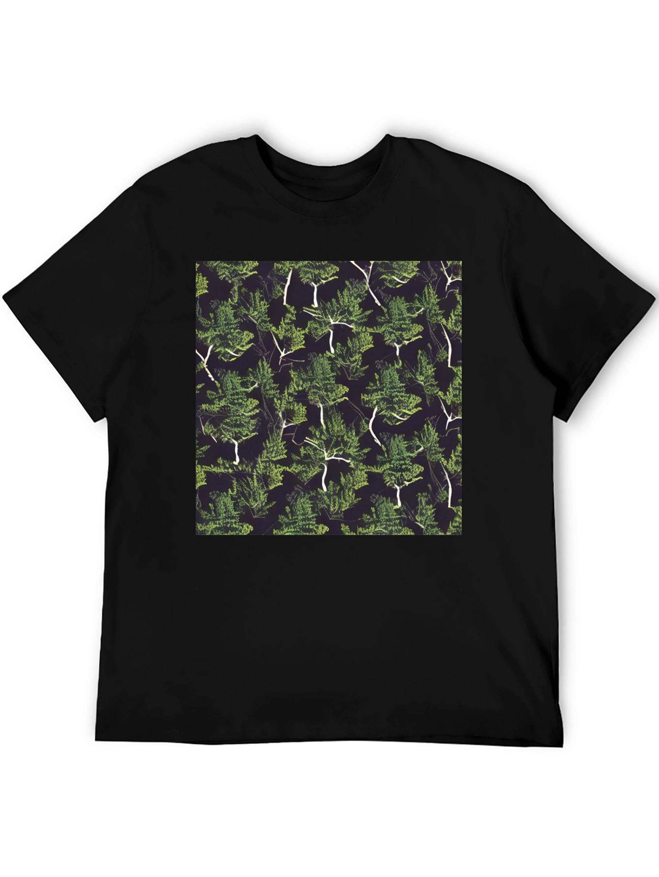 Nature Pattern Black T-Shirt