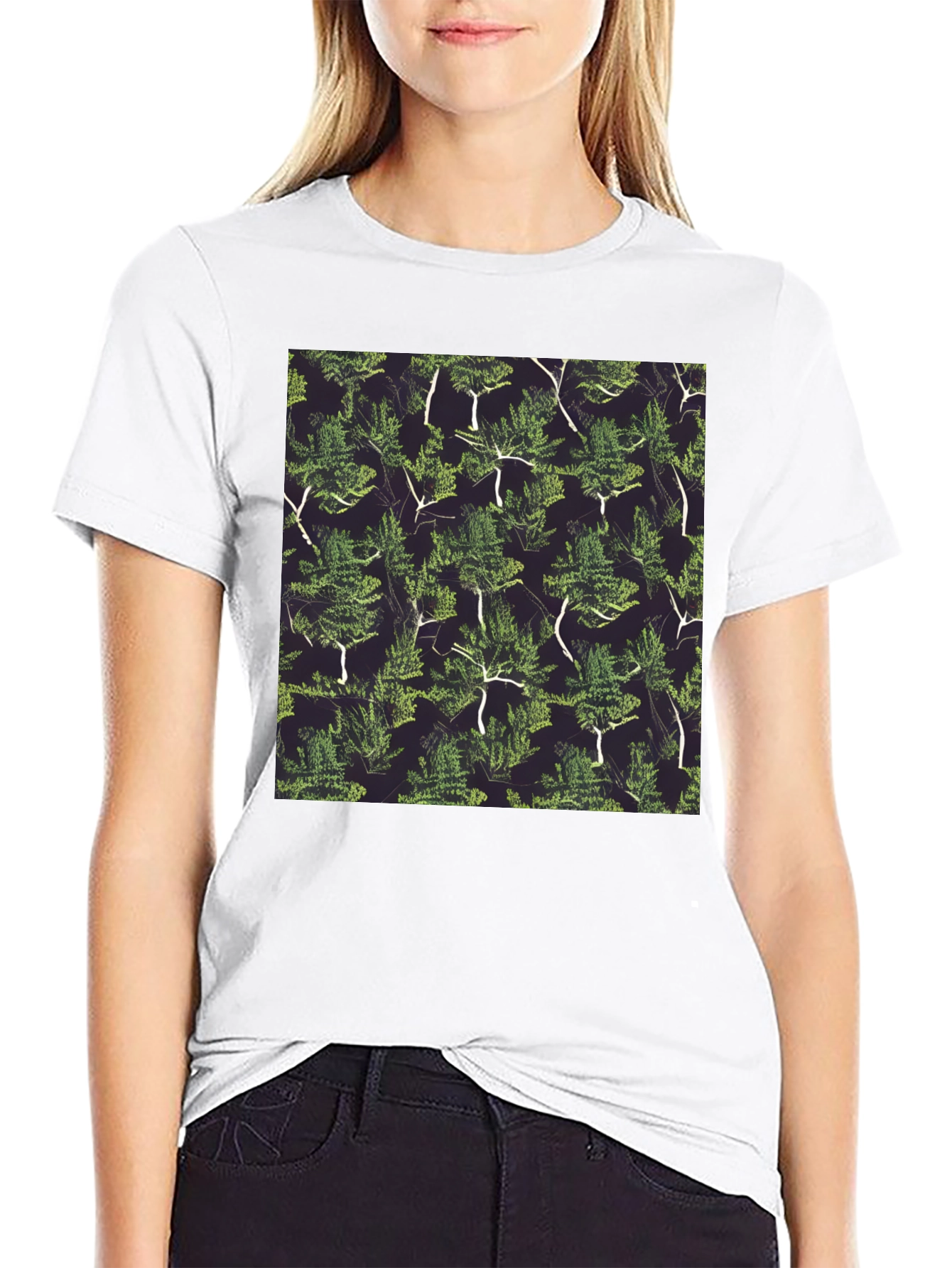 Nature Pattern Black T-Shirt