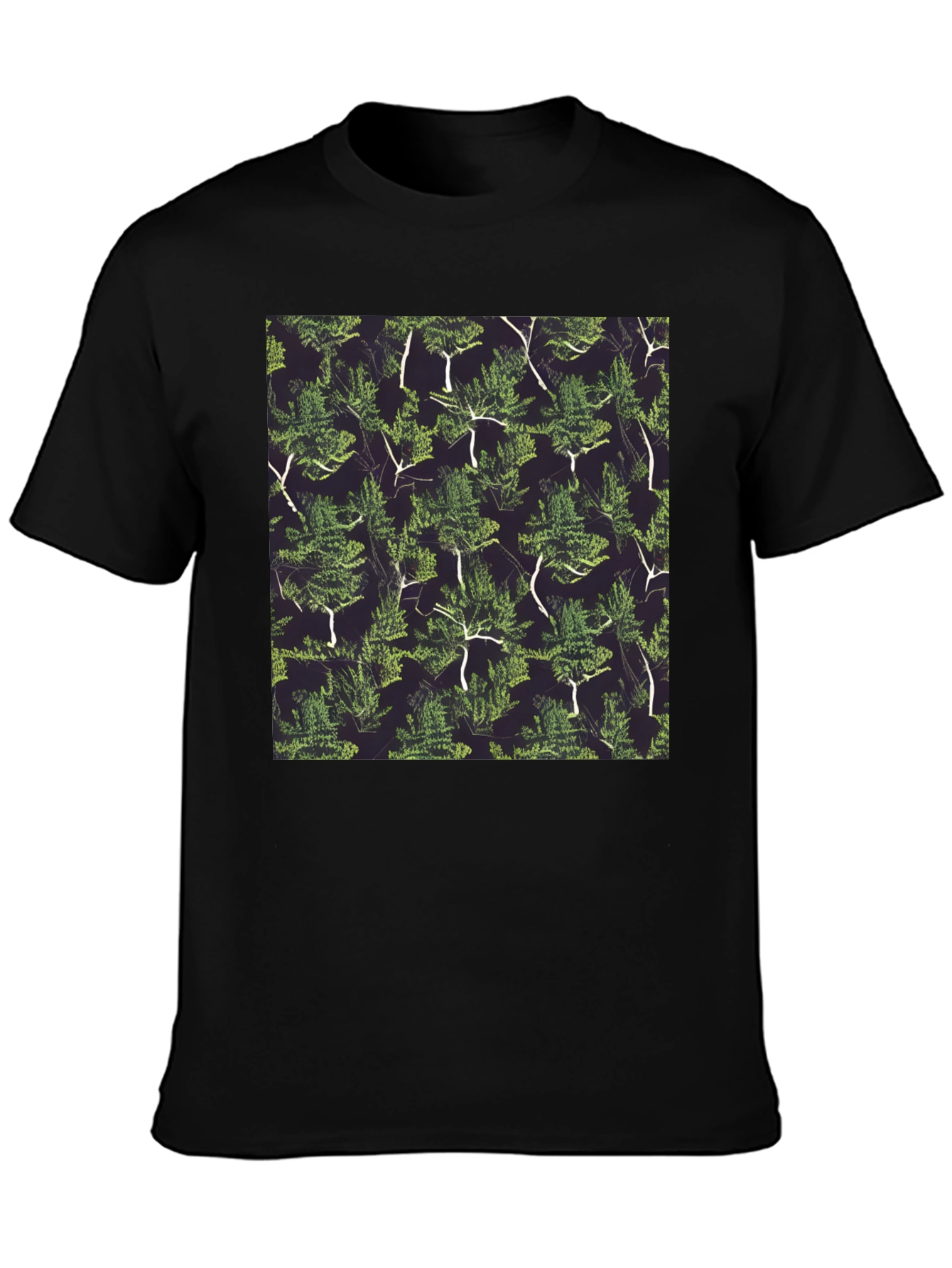 Nature Pattern Black T-Shirt