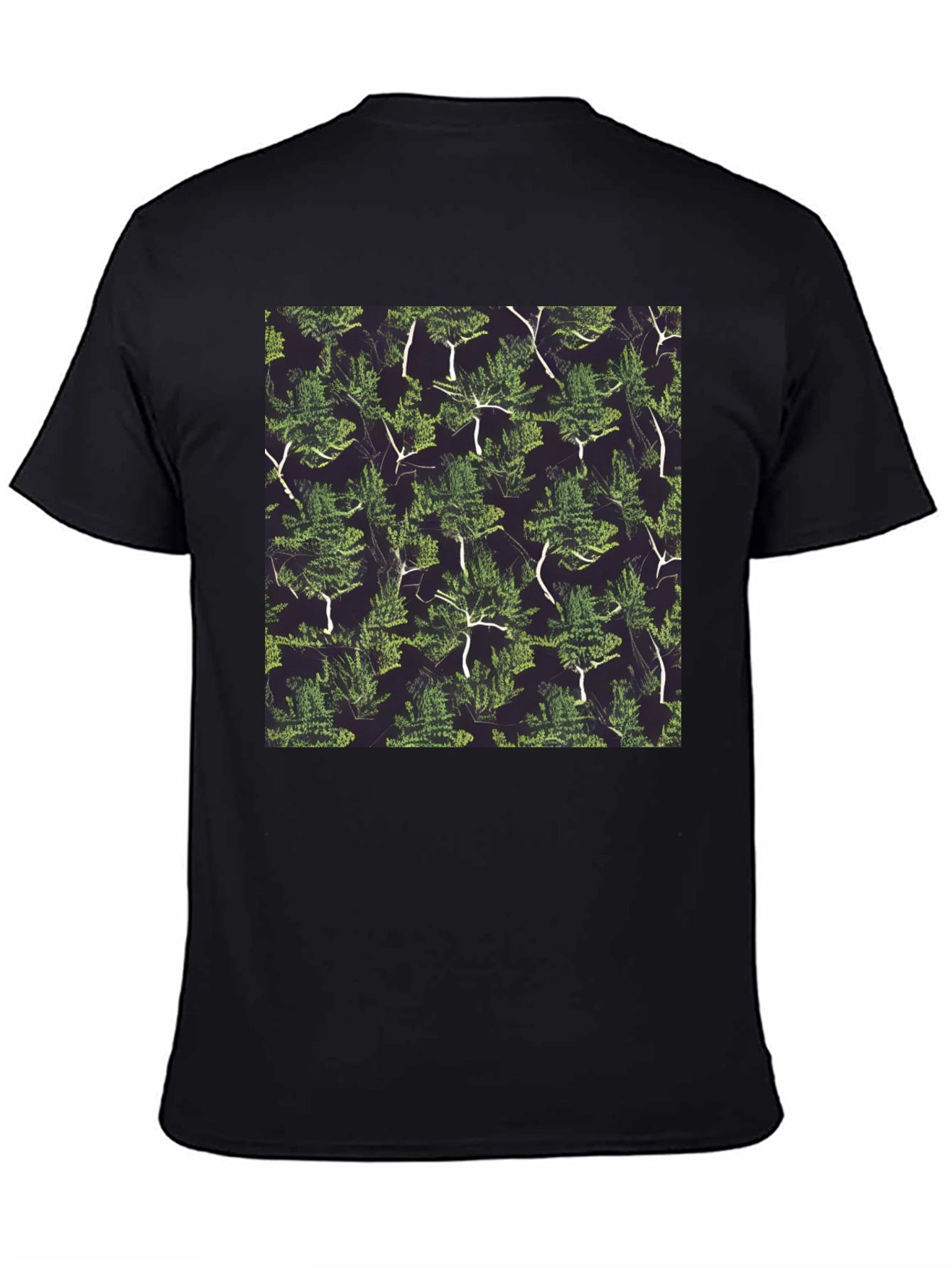 Nature Pattern Black T-Shirt