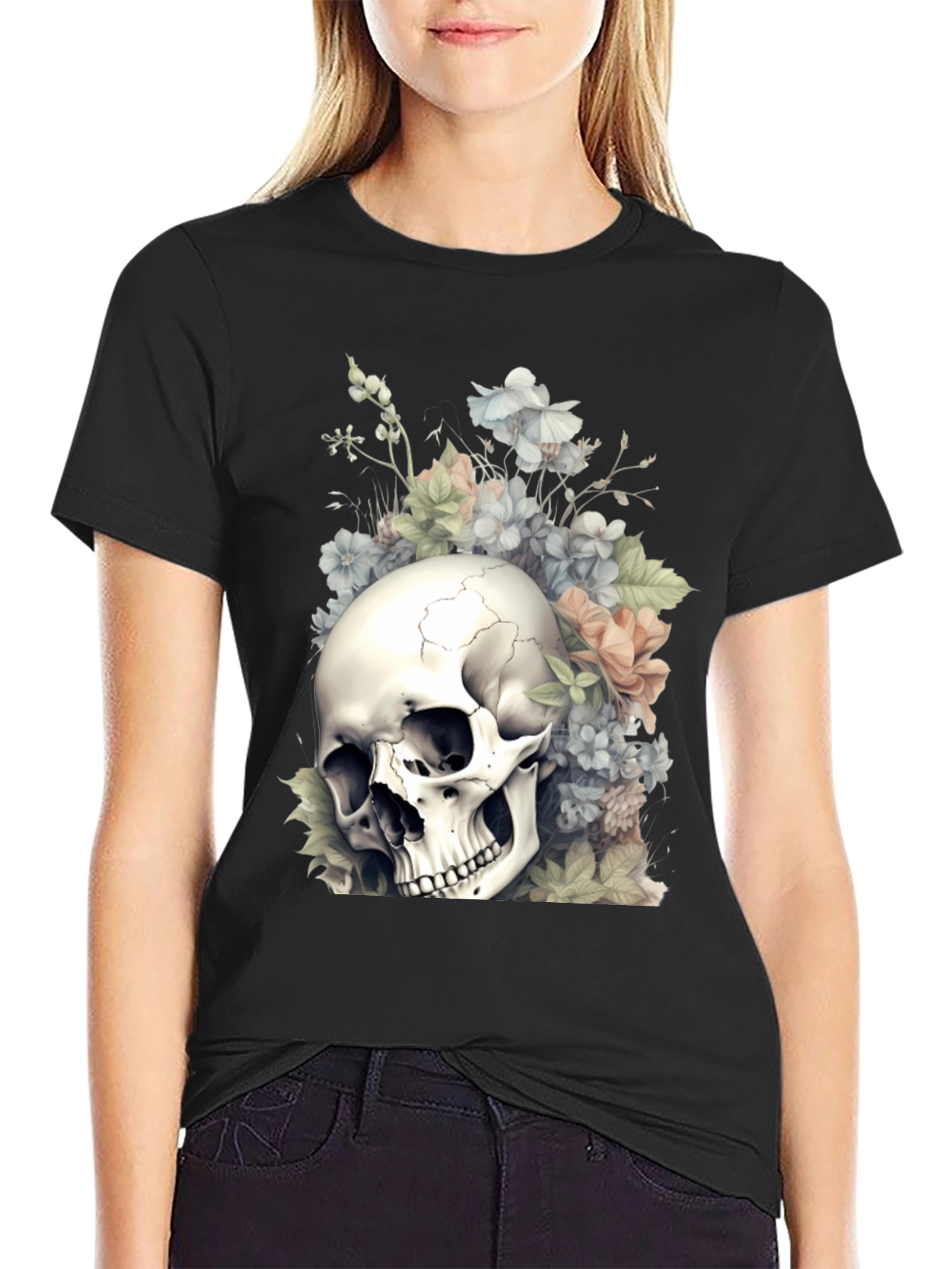 Skull & Flowers Graphic Tee