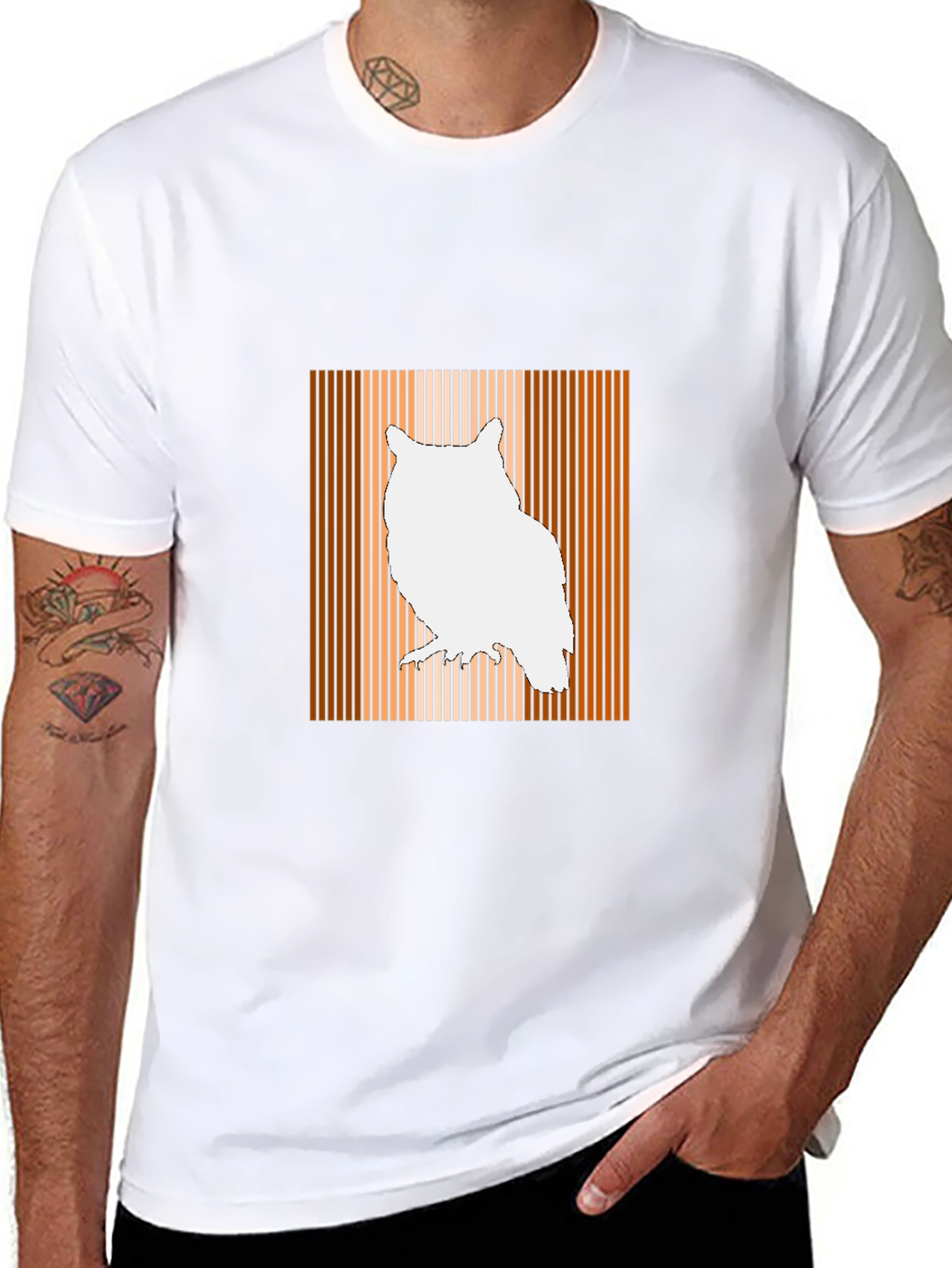 Owl Graphic Print Mens Black T-Shirt