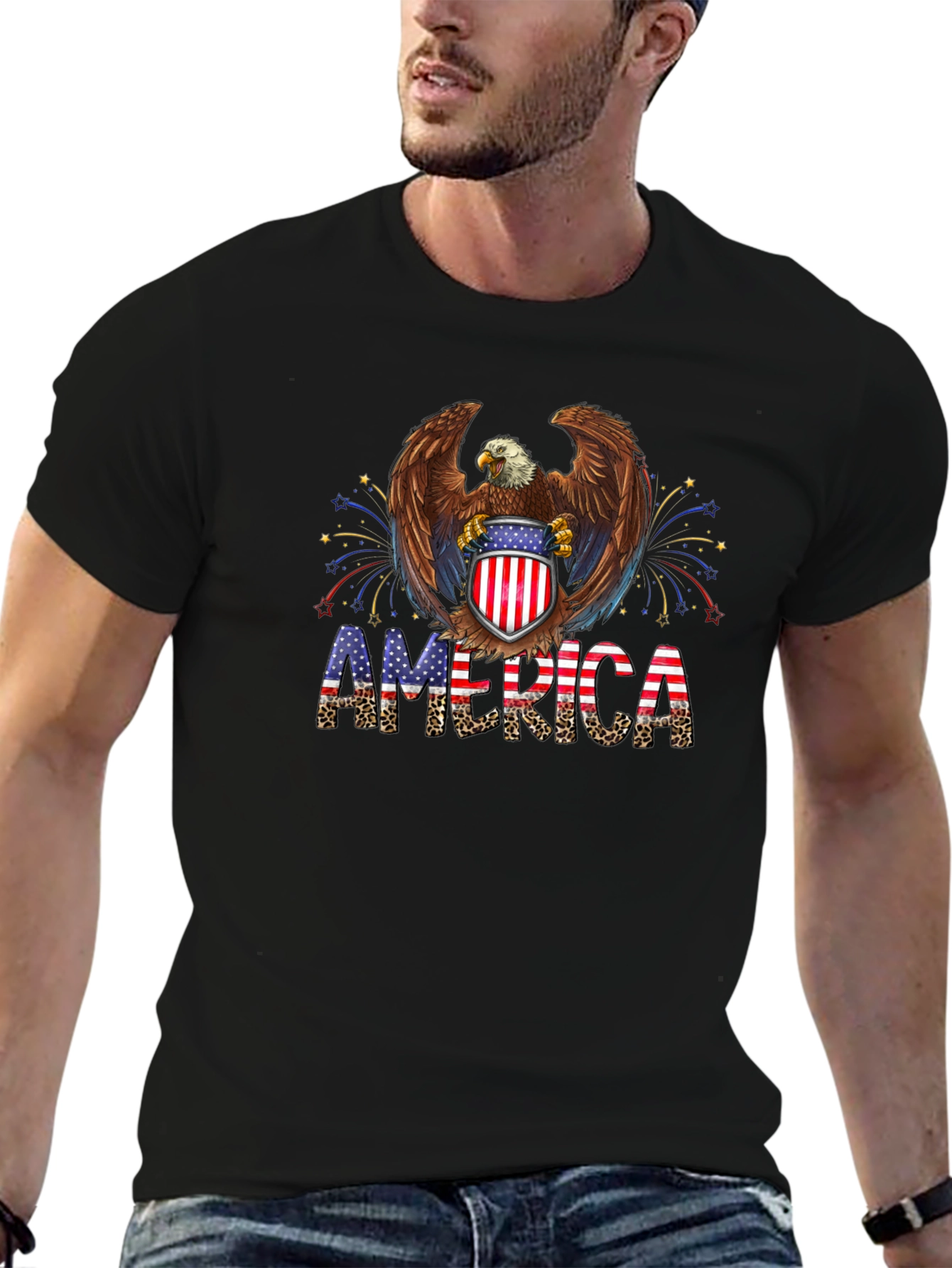 Patriotic Eagle America Graphic T-Shirt