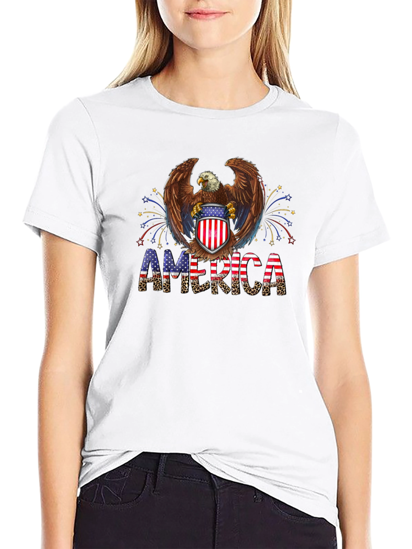 Patriotic Eagle America Graphic T-Shirt