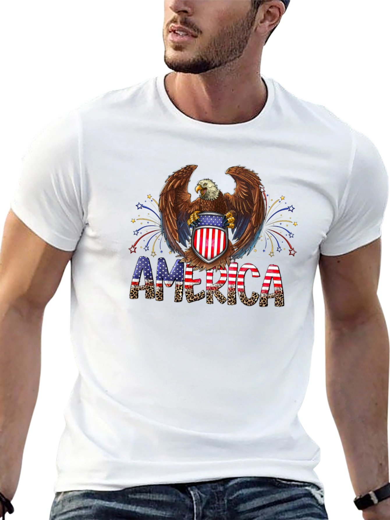 Patriotic Eagle America Graphic T-Shirt