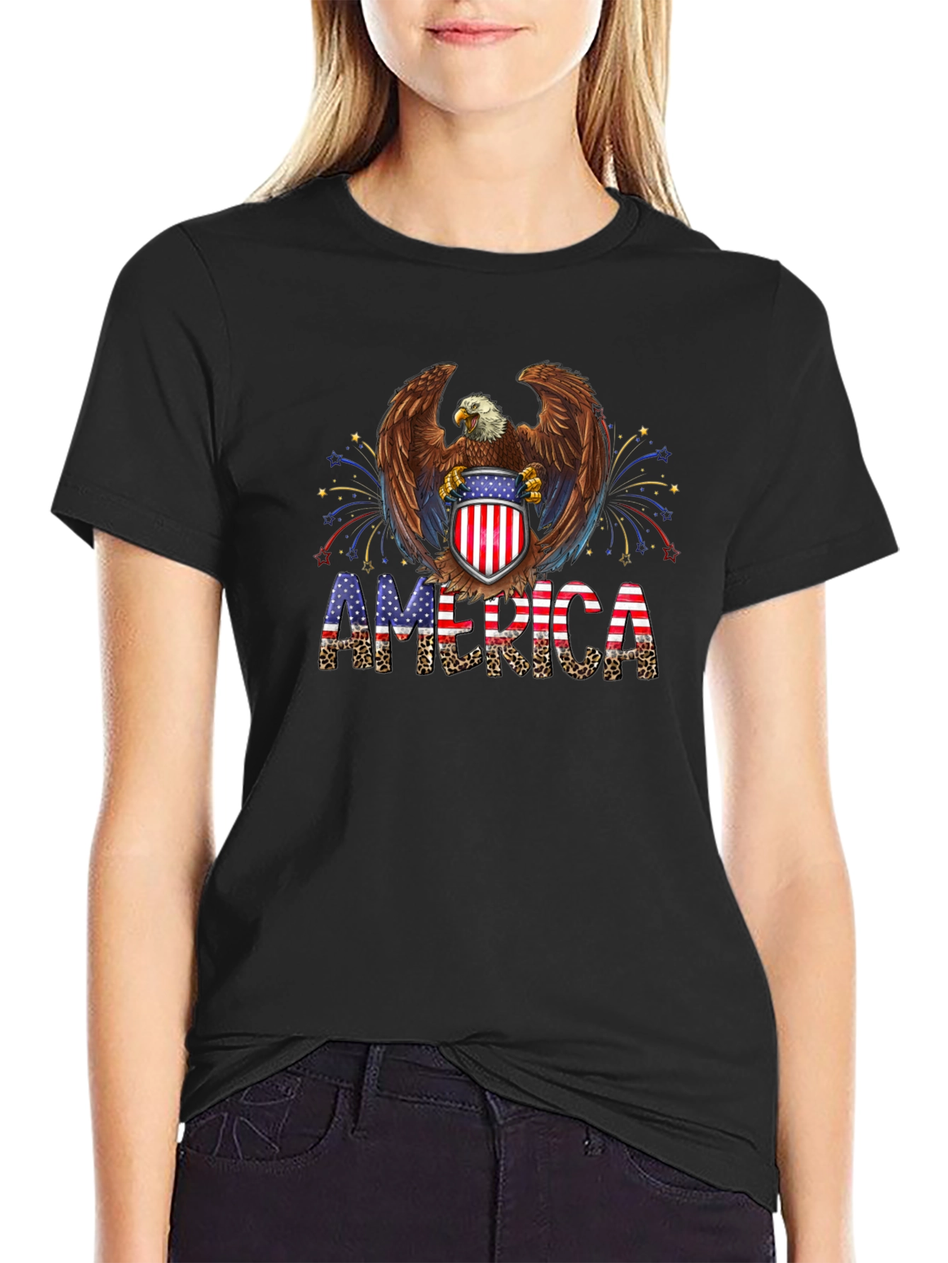 Patriotic Eagle America Graphic T-Shirt