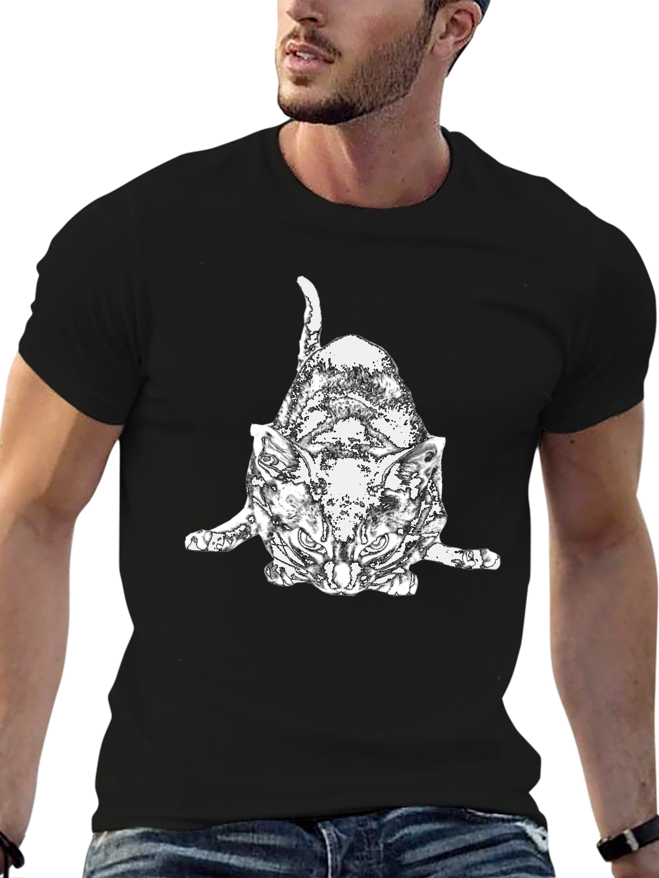 Cool Cat Graphic T-Shirt - Black