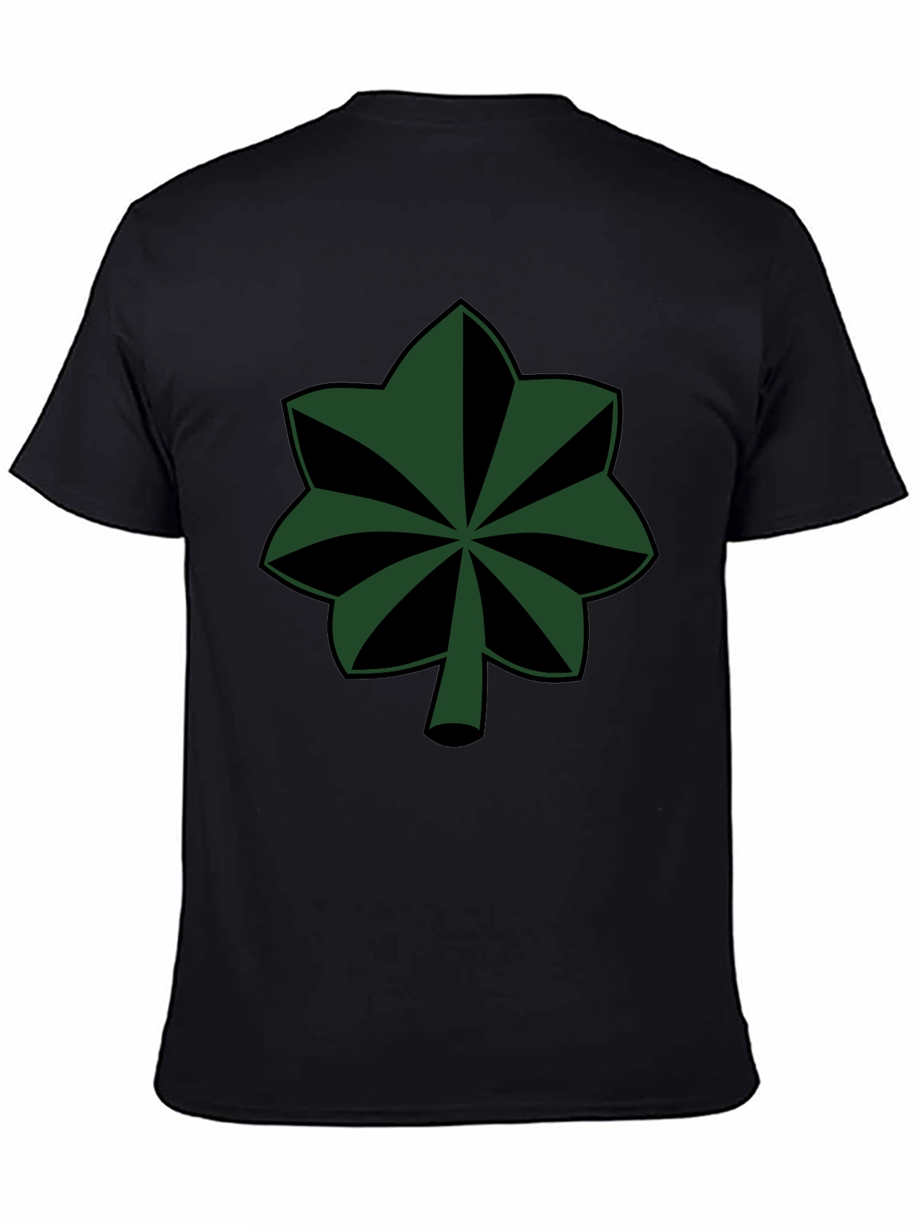 Green Leaf Symbol Black T-Shirt