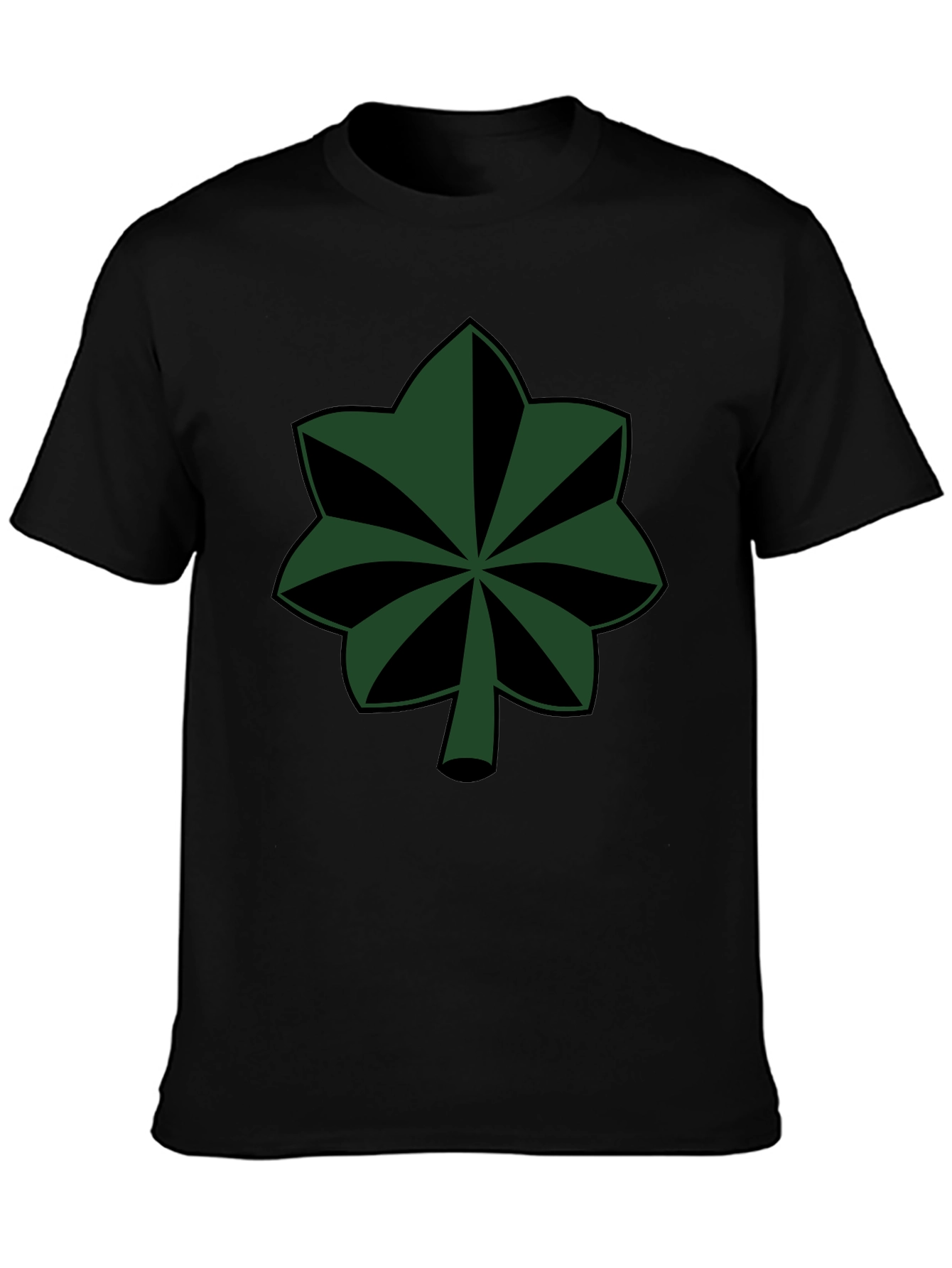 Green Leaf Symbol Black T-Shirt