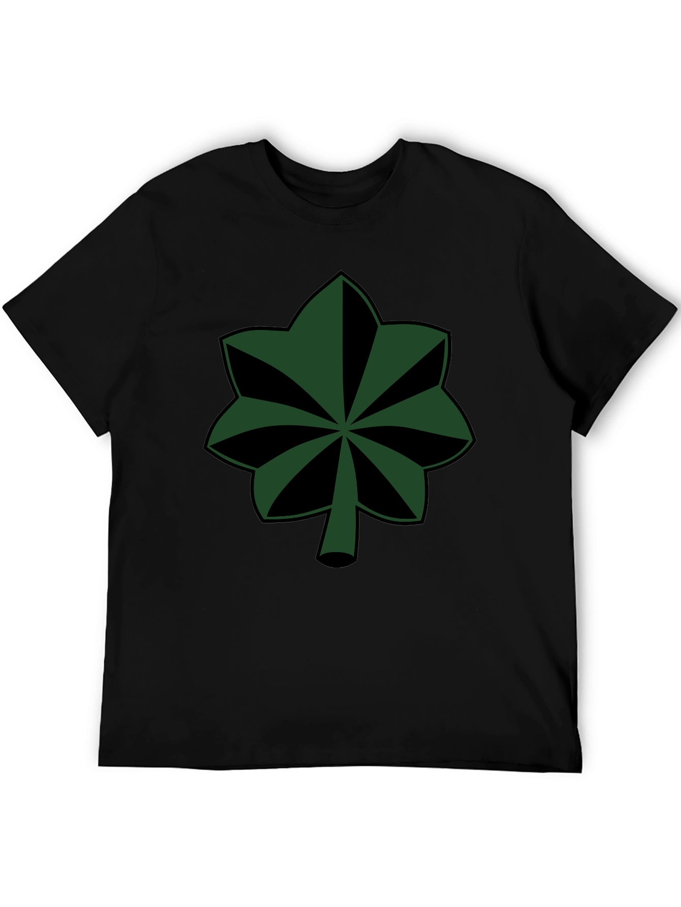 Green Leaf Symbol Black T-Shirt