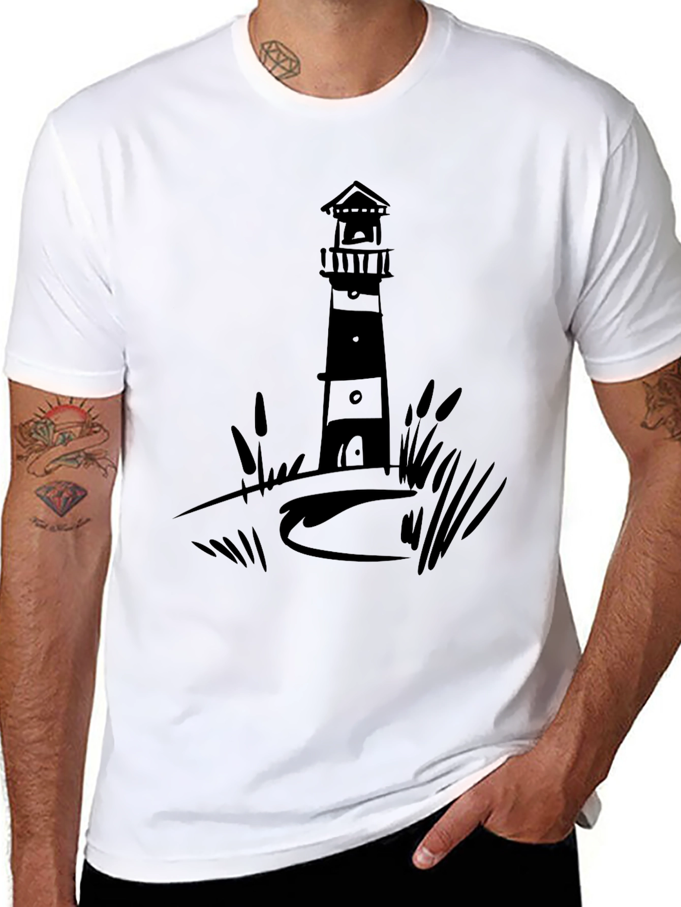 Lighthouse Graphic Tee - Black Casual Shirt