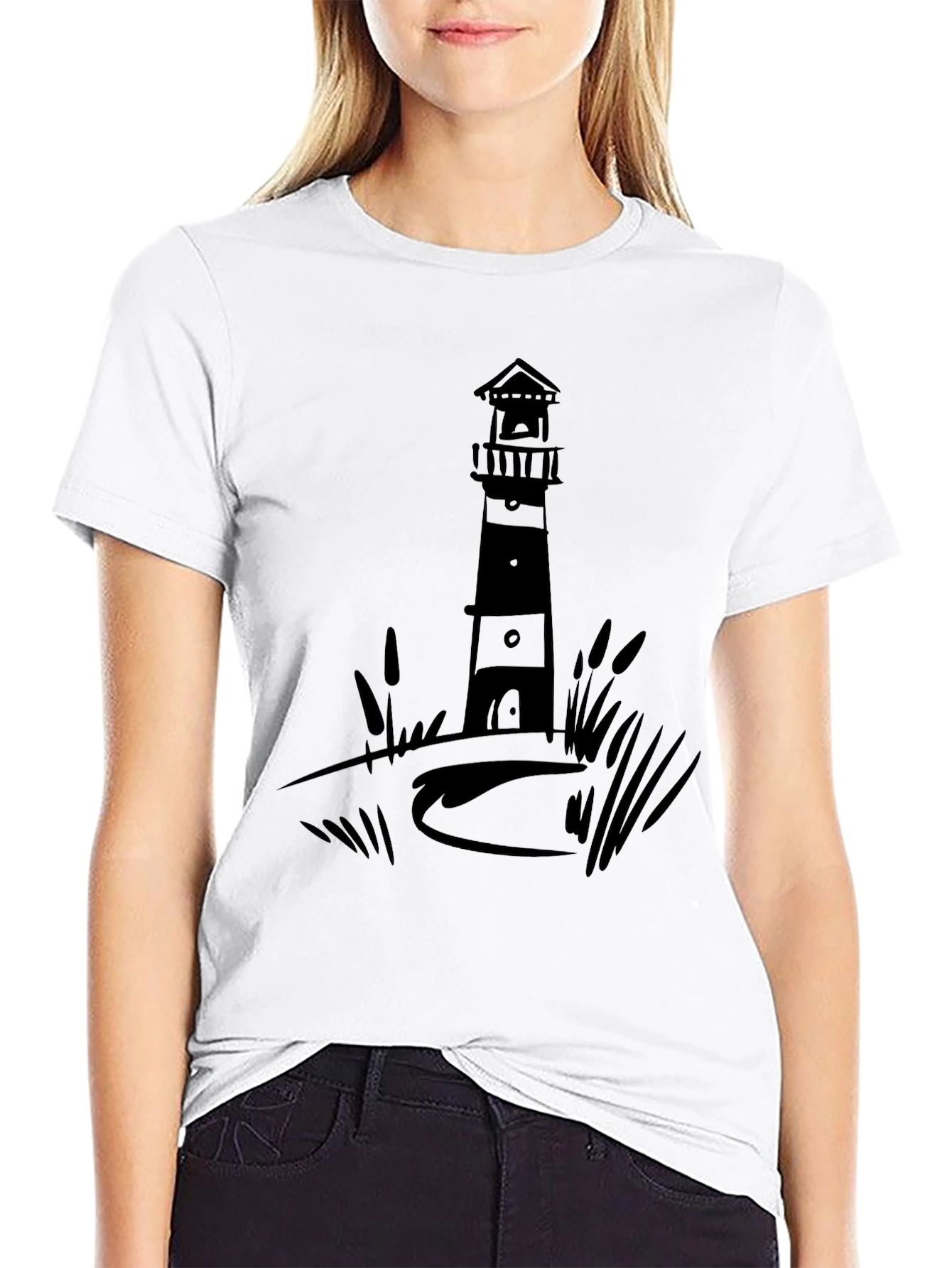 Lighthouse Graphic Tee - Black Casual Shirt