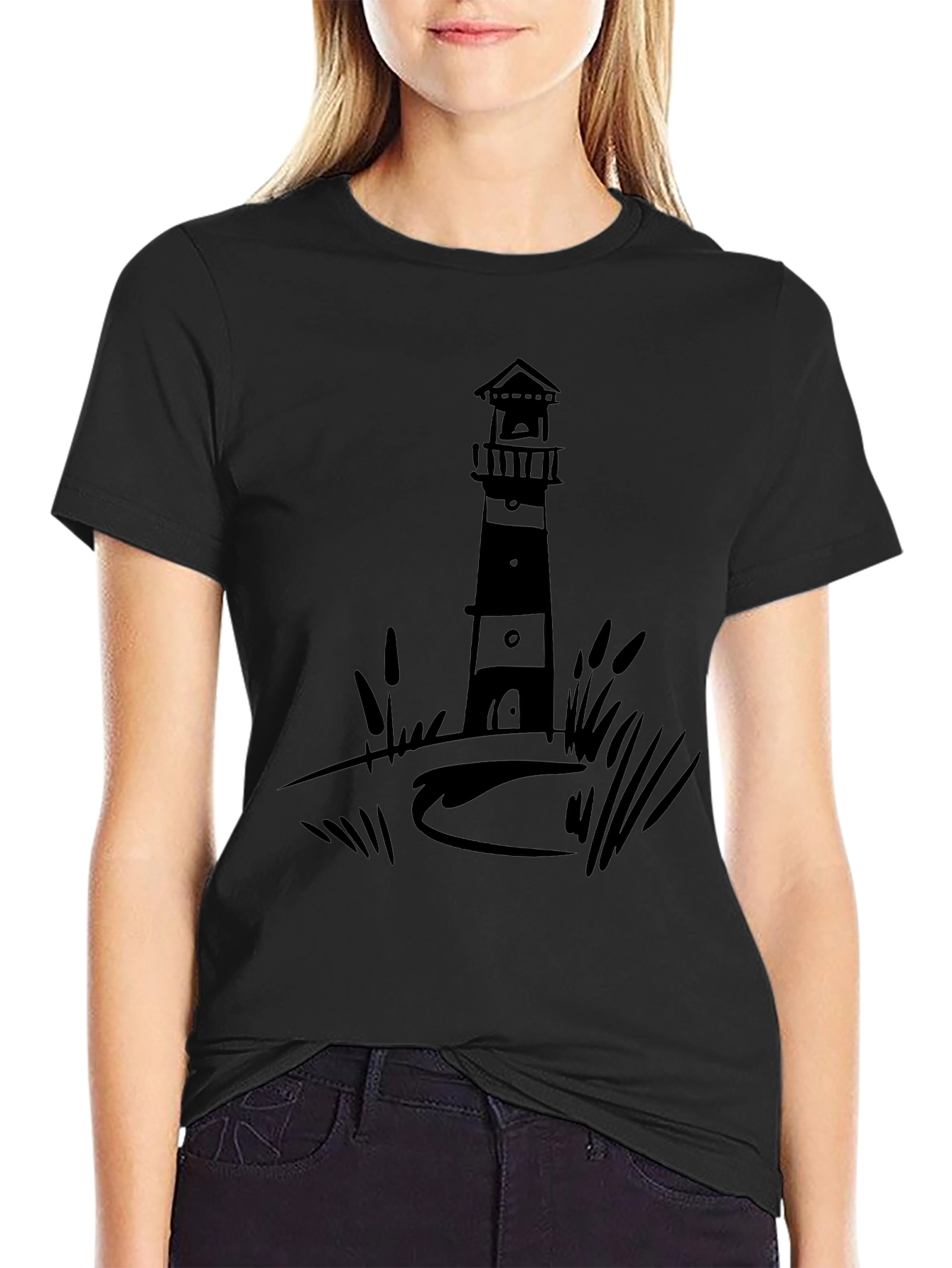 Lighthouse Graphic Tee - Black Casual Shirt