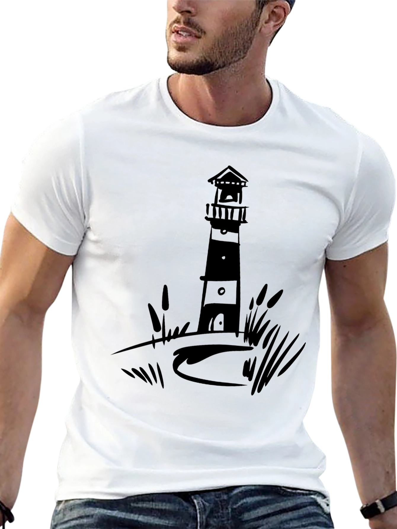 Lighthouse Graphic Tee - Black Casual Shirt